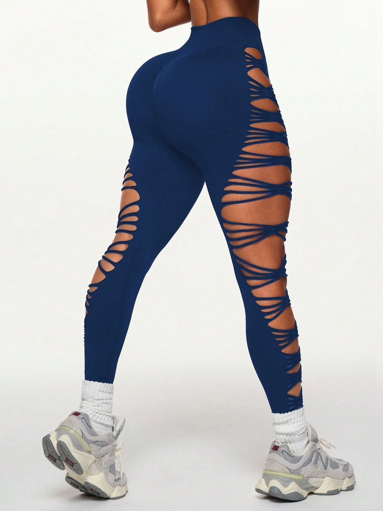 Calça Legging Fashion Com Recortes Cruzados Laterais