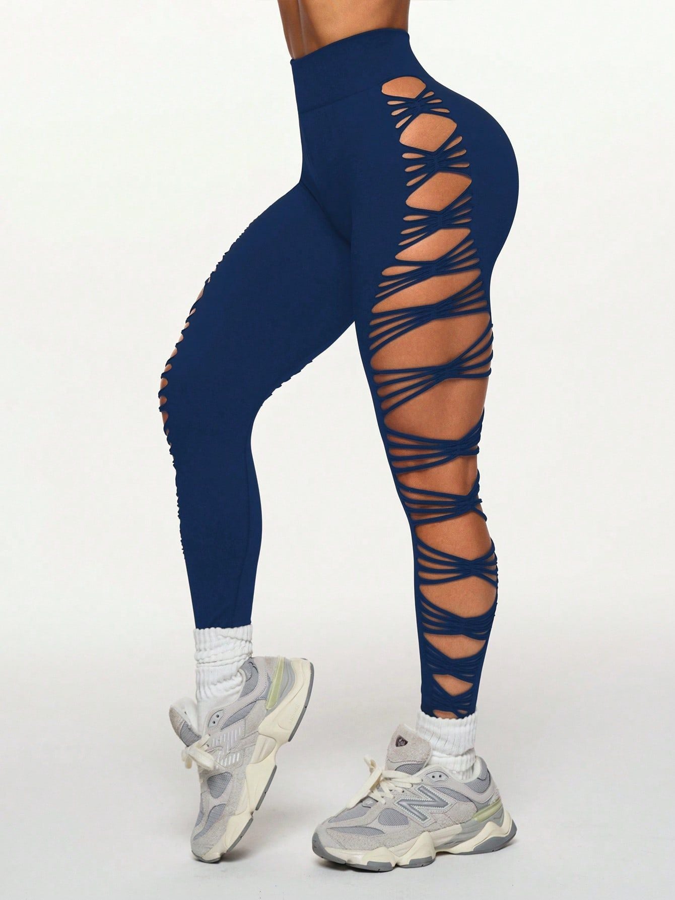 Calça Legging Fashion Com Recortes Cruzados Laterais