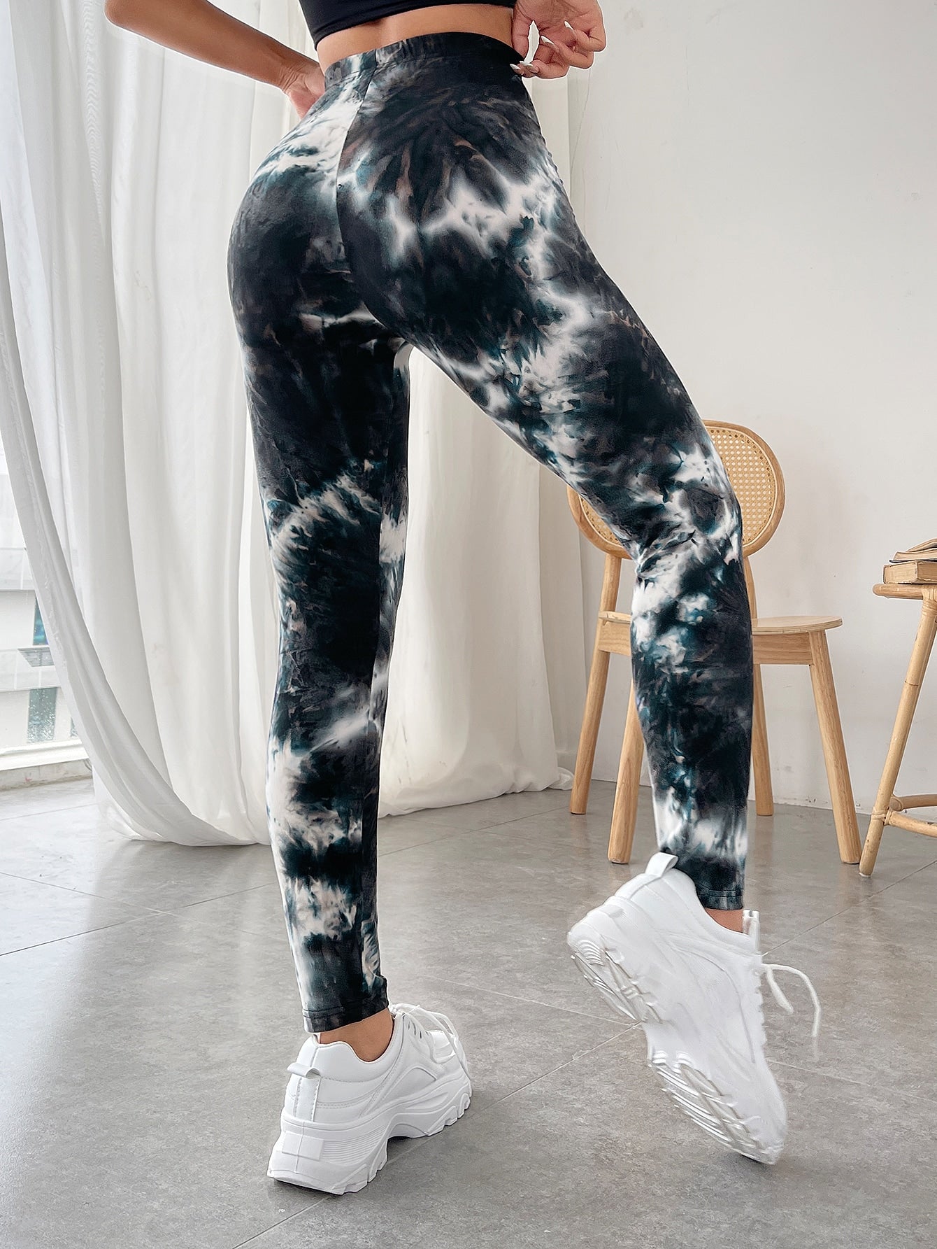Calça Legging Estampada Tie Dye Cintura Alta