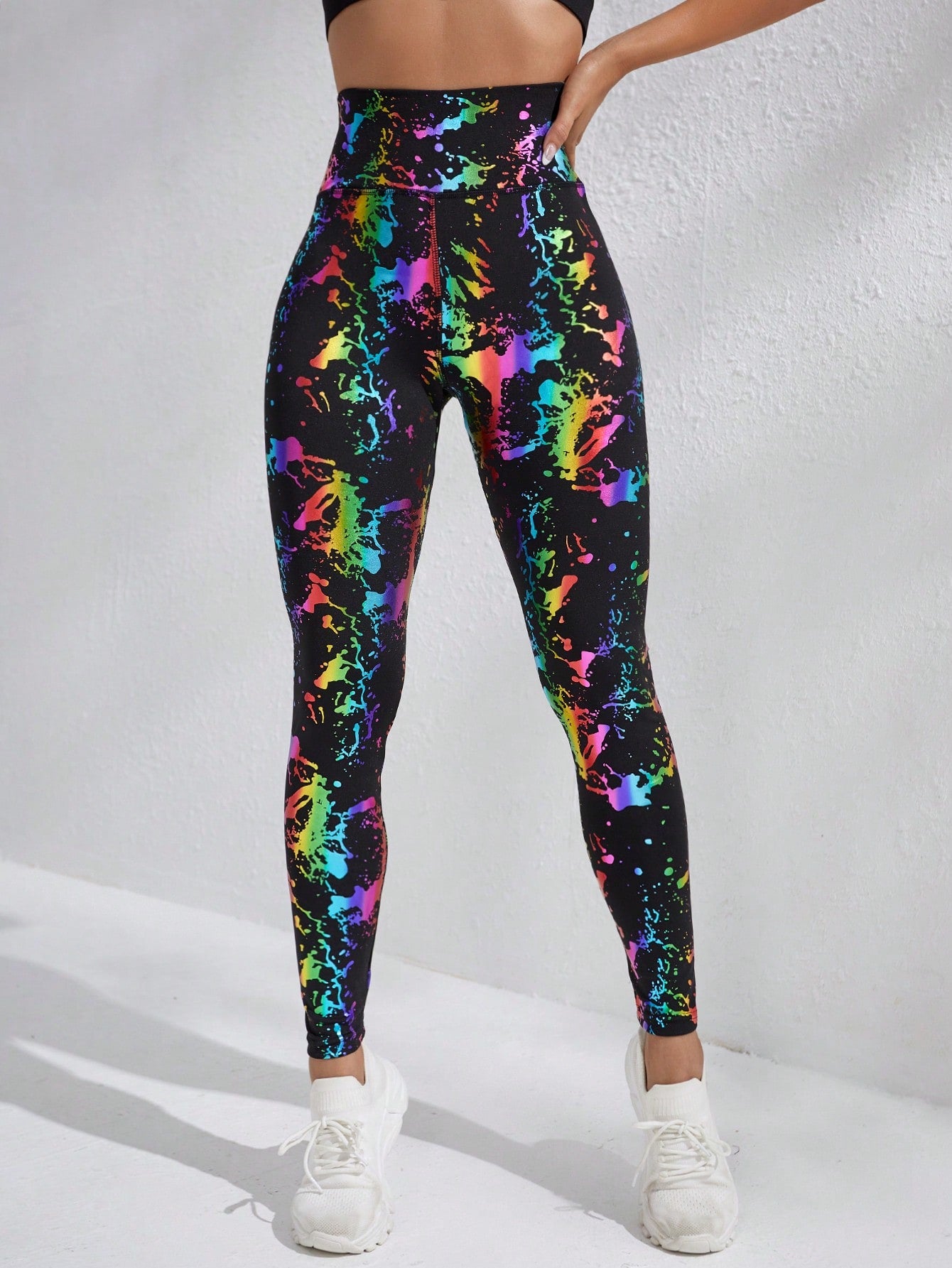 Calça Legging Estampada Splash Cintura Alta Fashion