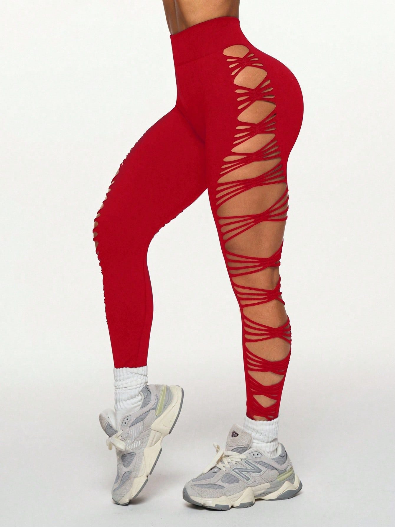 Calça Legging Fashion Com Recortes Cruzados Laterais