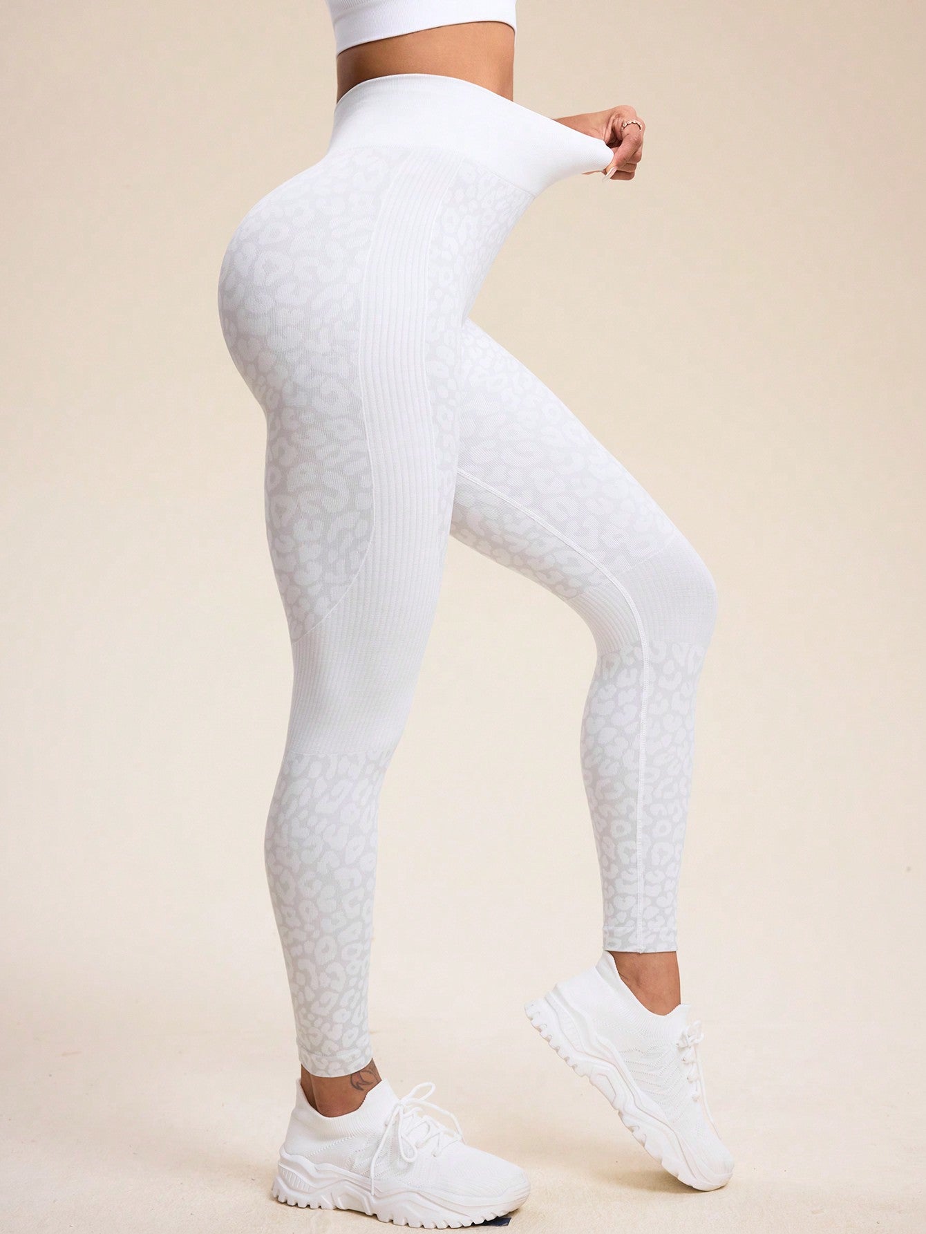 Calça Legging Animal Print Sem Costura Com Compressão