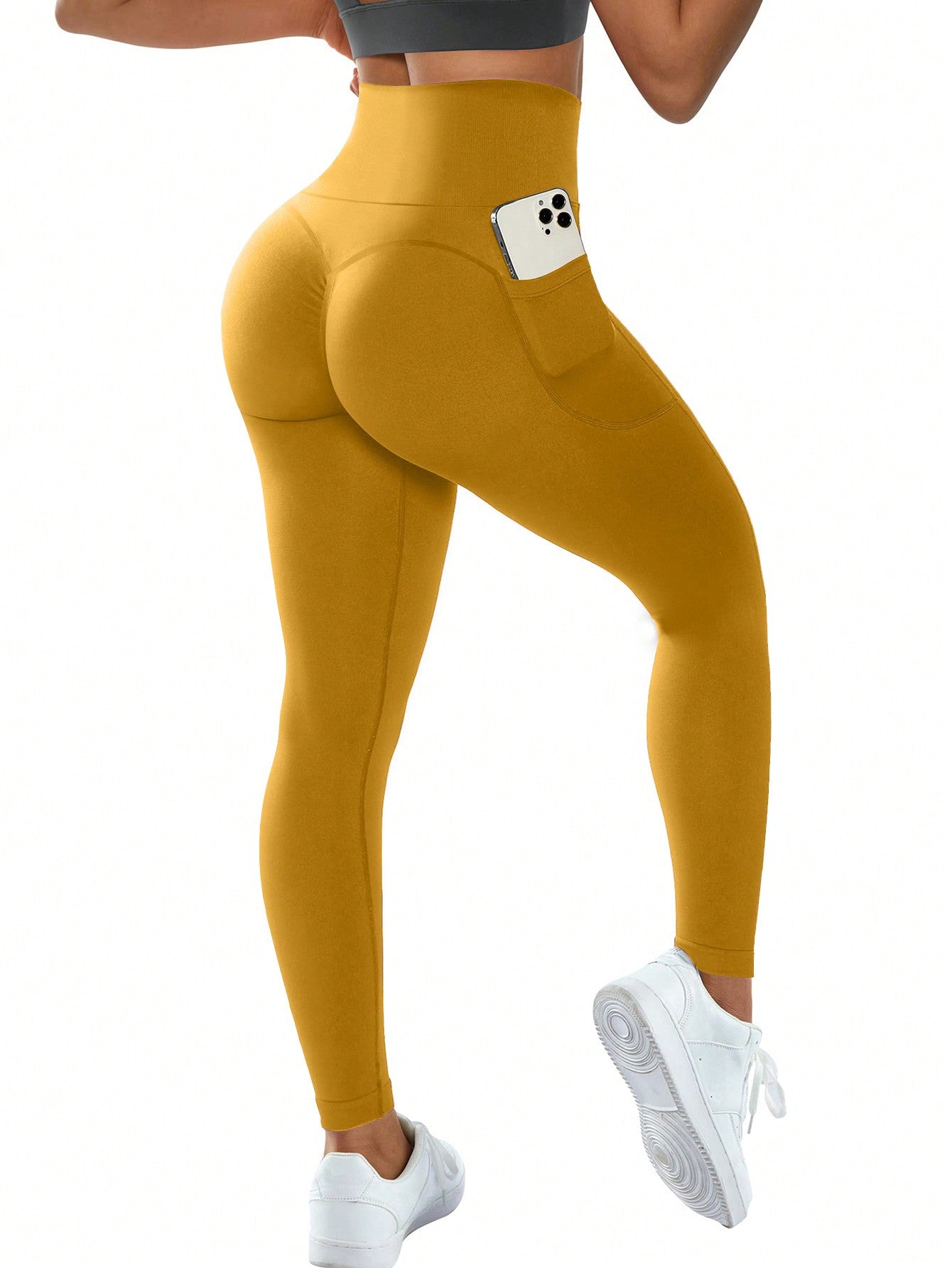 Calça Legging Sem Costura Com Bolsos Modeladora