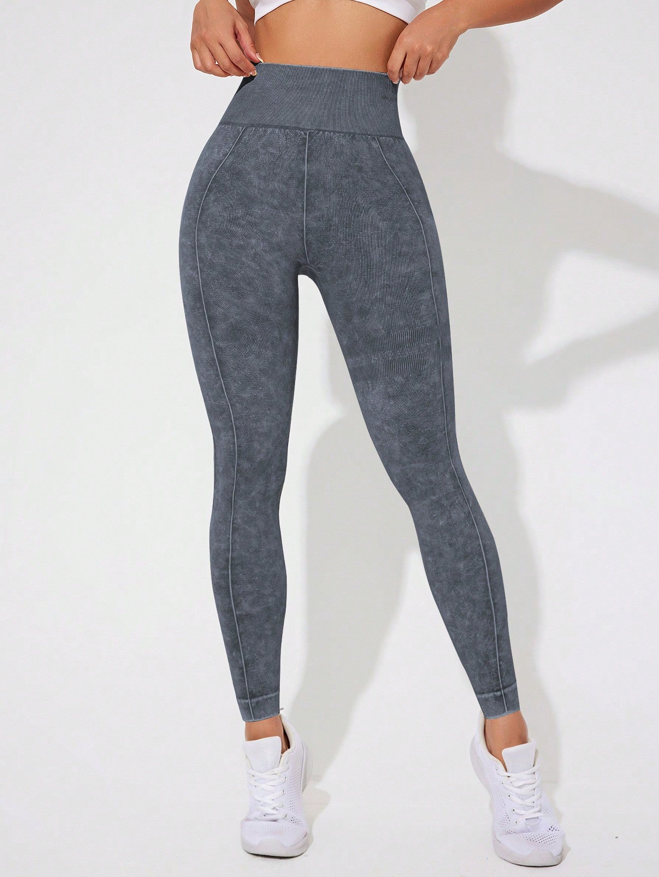 Calça Legging Sem Costura Estonada Cintura Alta
