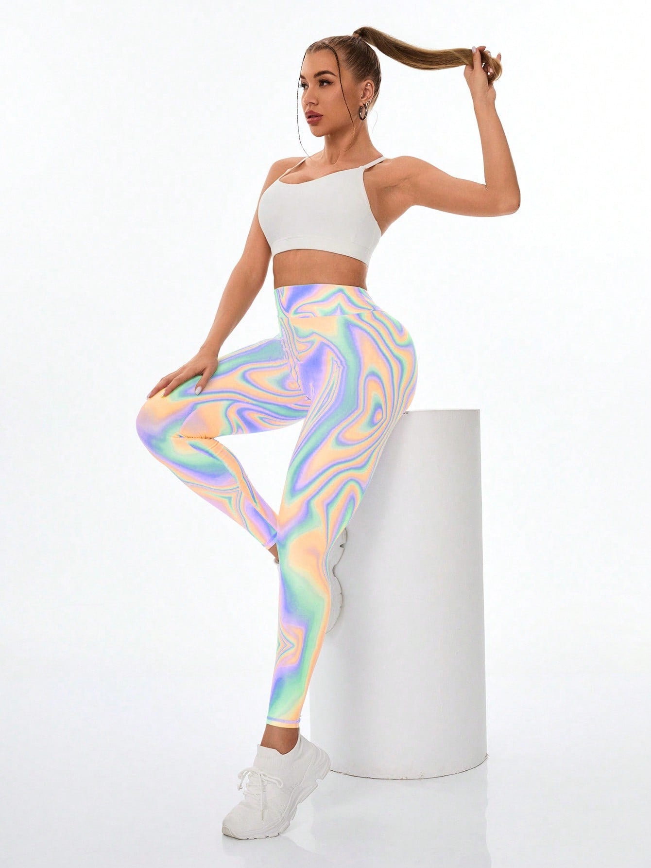 Calça Legging Estampada Psicodélica Cintura Alta