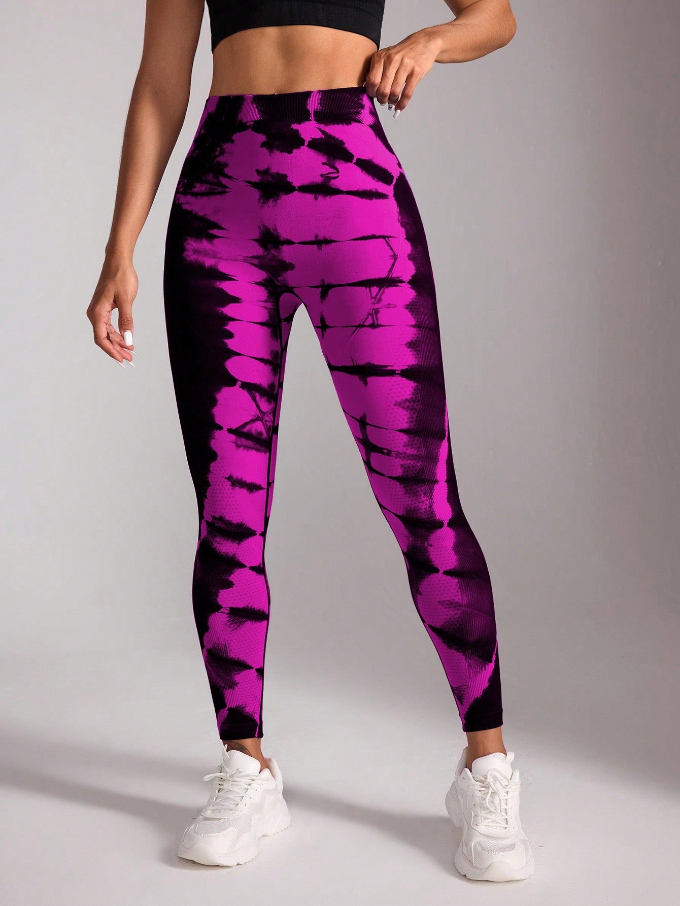 Calça Legging Fitness Tie Dye Cintura Alta Design V Costas