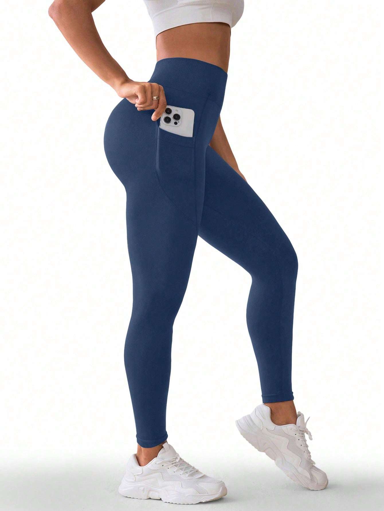 Calça Legging Seamless Cintura Alta Com Bolsos