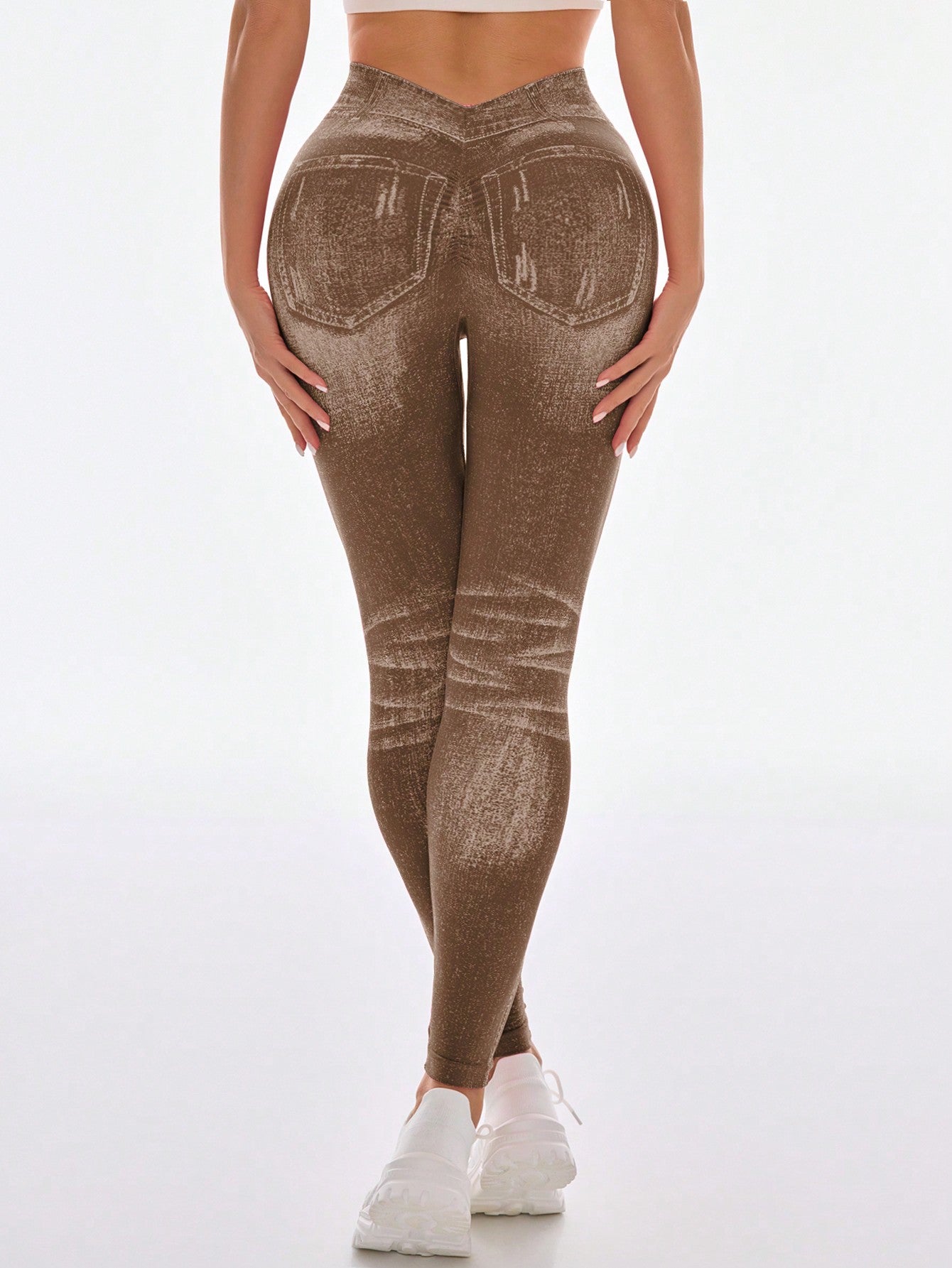 Calça Legging Fashion Estilo Jeans Lavagem Estonada