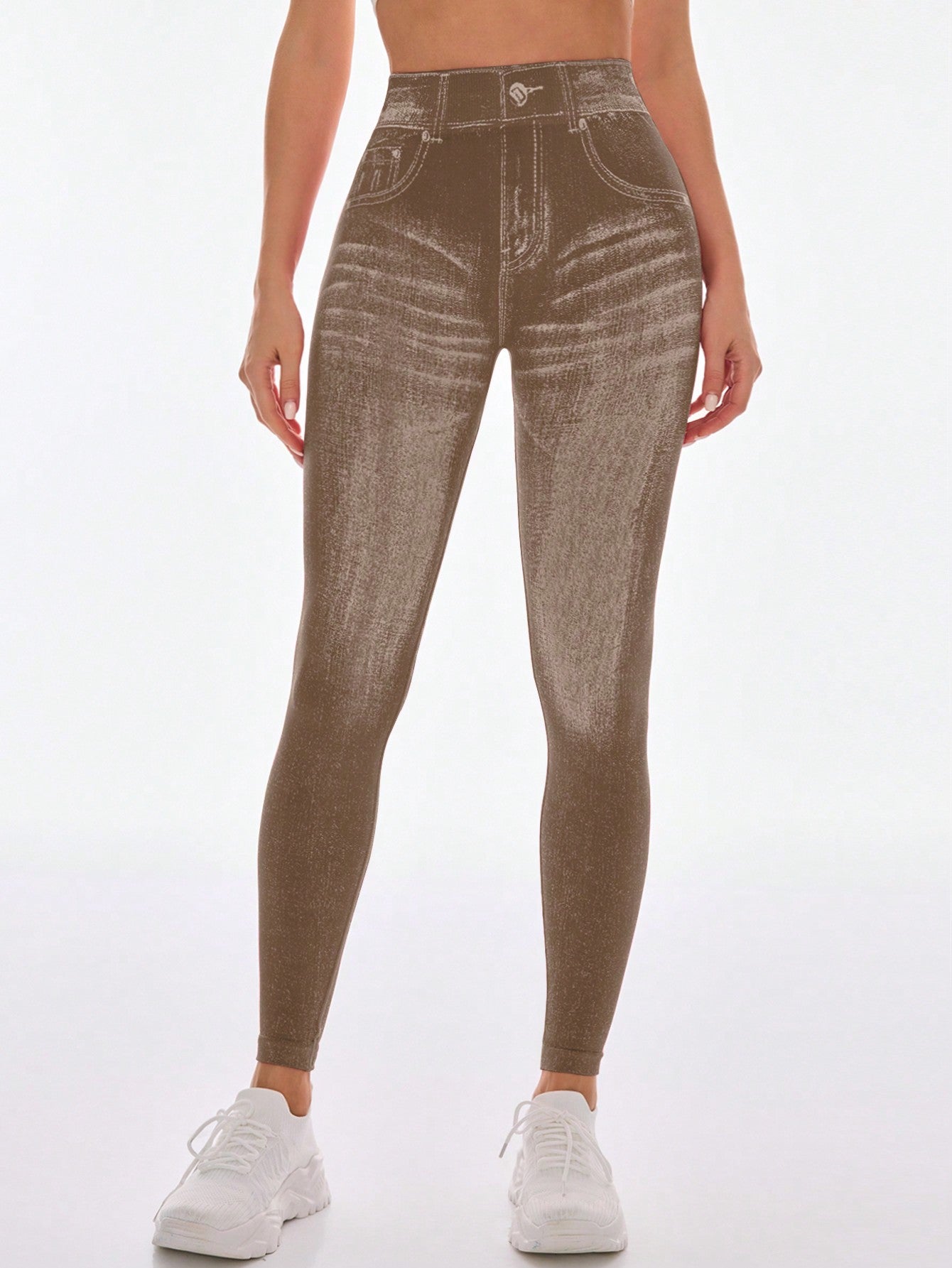 Calça Legging Fashion Estilo Jeans Lavagem Estonada
