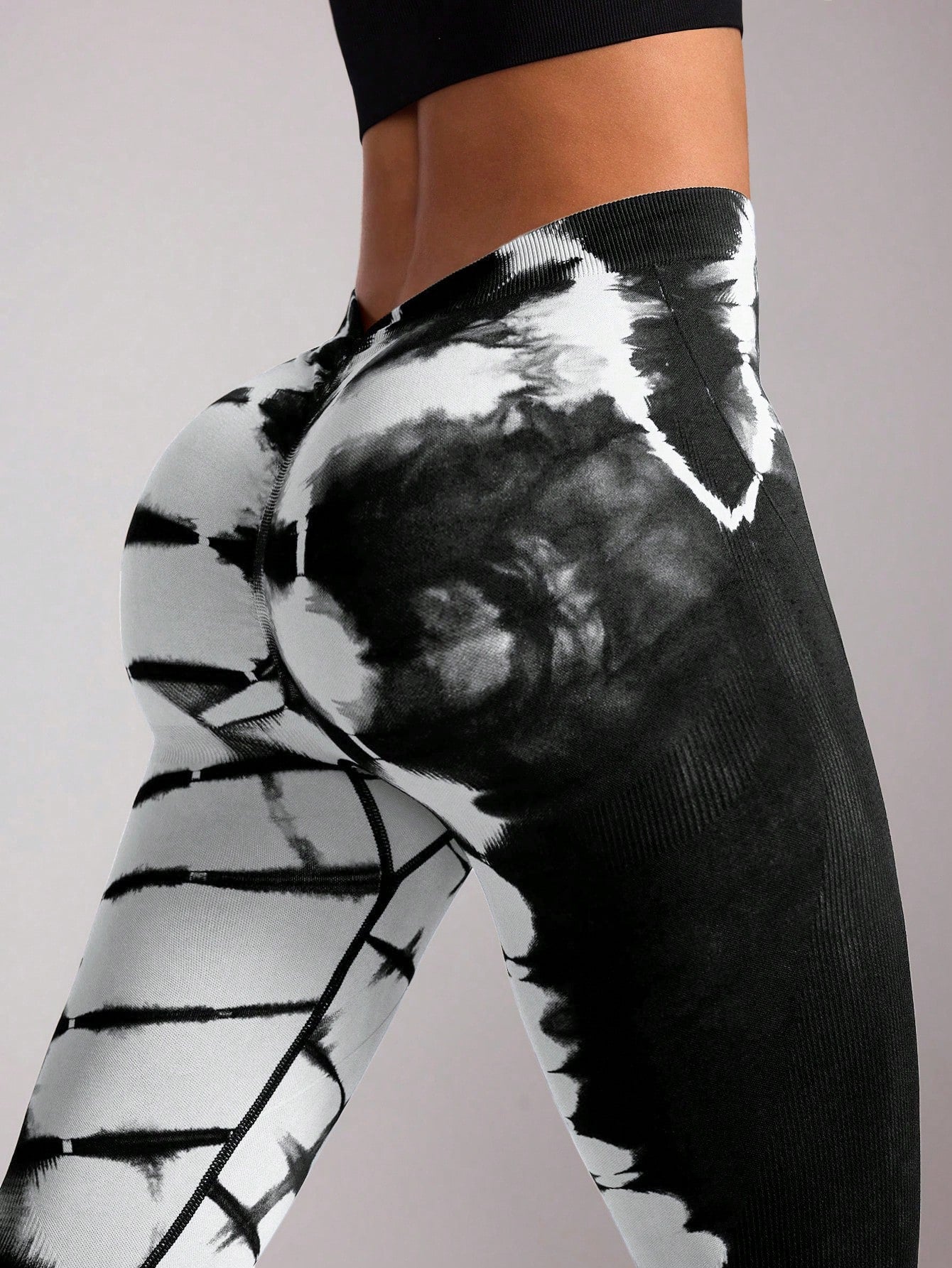 Calça Legging Fitness Tie Dye Cintura Alta Design V Costas
