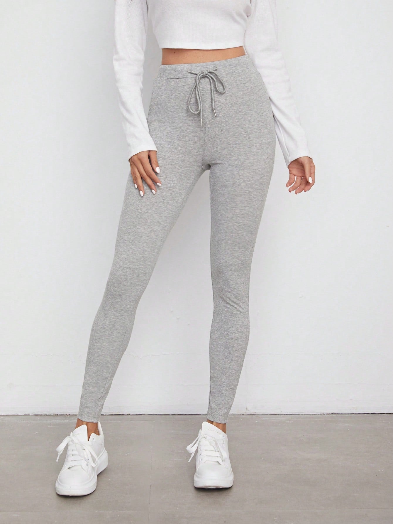 Calça Legging Algodão Cintura Alta Com Amarração