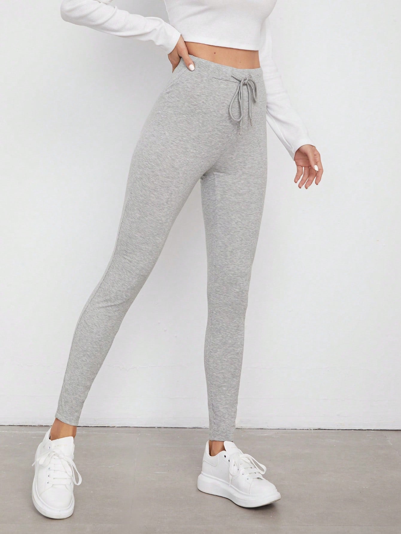 Calça Legging Algodão Cintura Alta Com Amarração