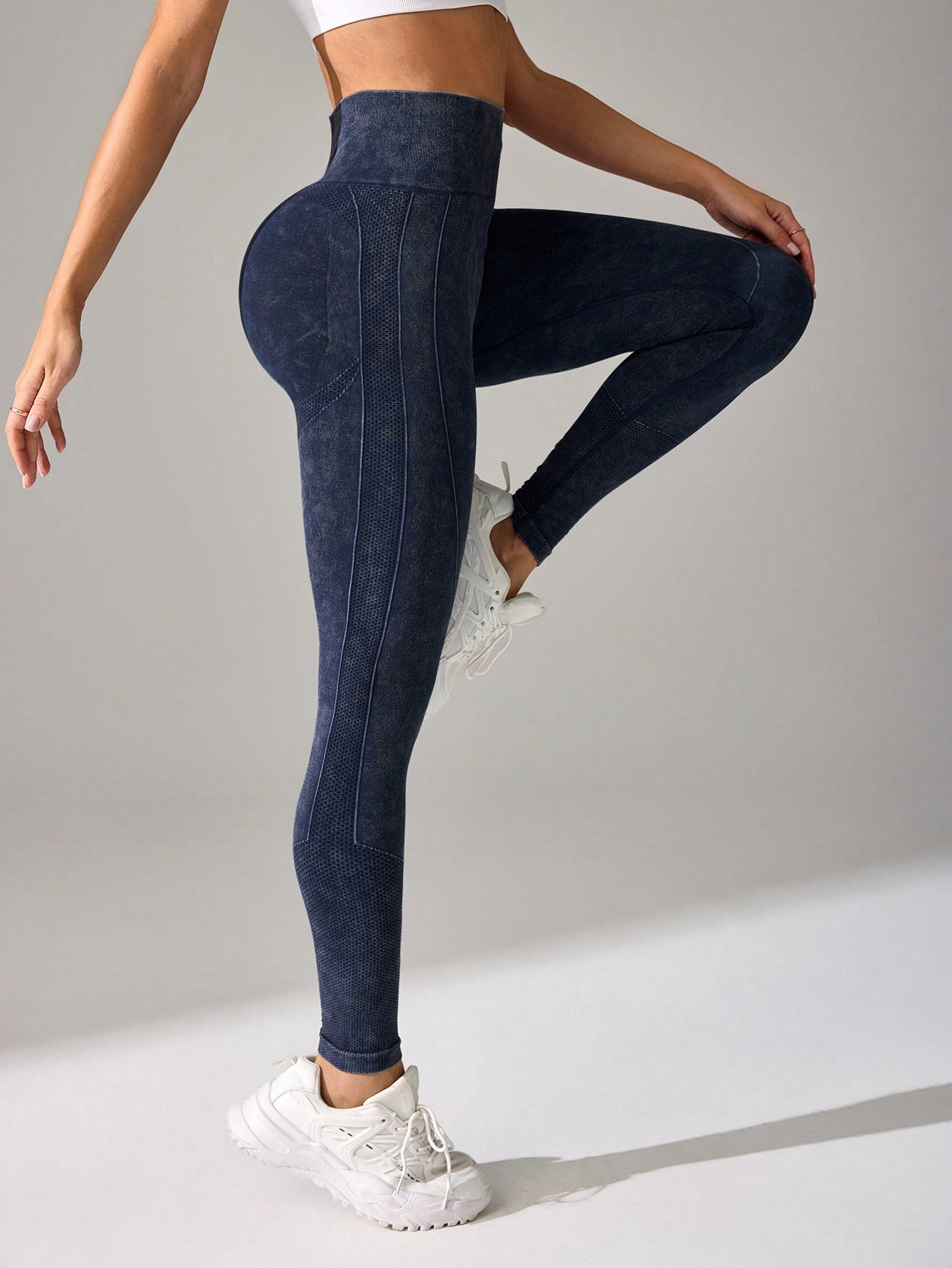 Calça Legging Básica Efeito Jeans Cintura Alta Modeladora