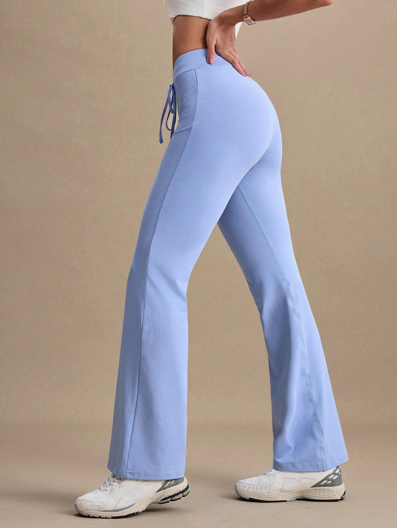 Calça Legging Flare Feminina Cintura Alta com Corda Ajustável