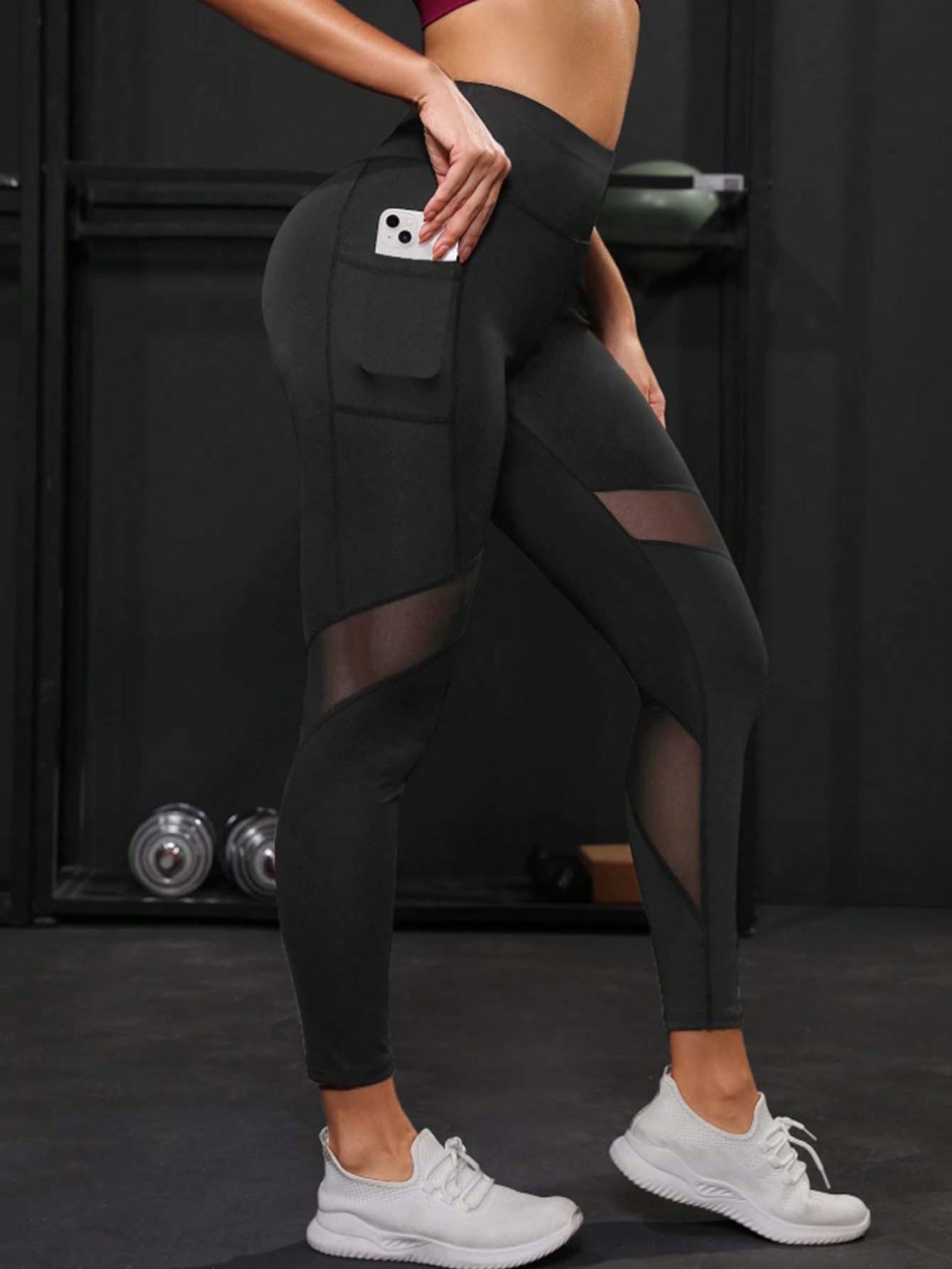 Calça Legging Feminina com Tule e Cintura Alta