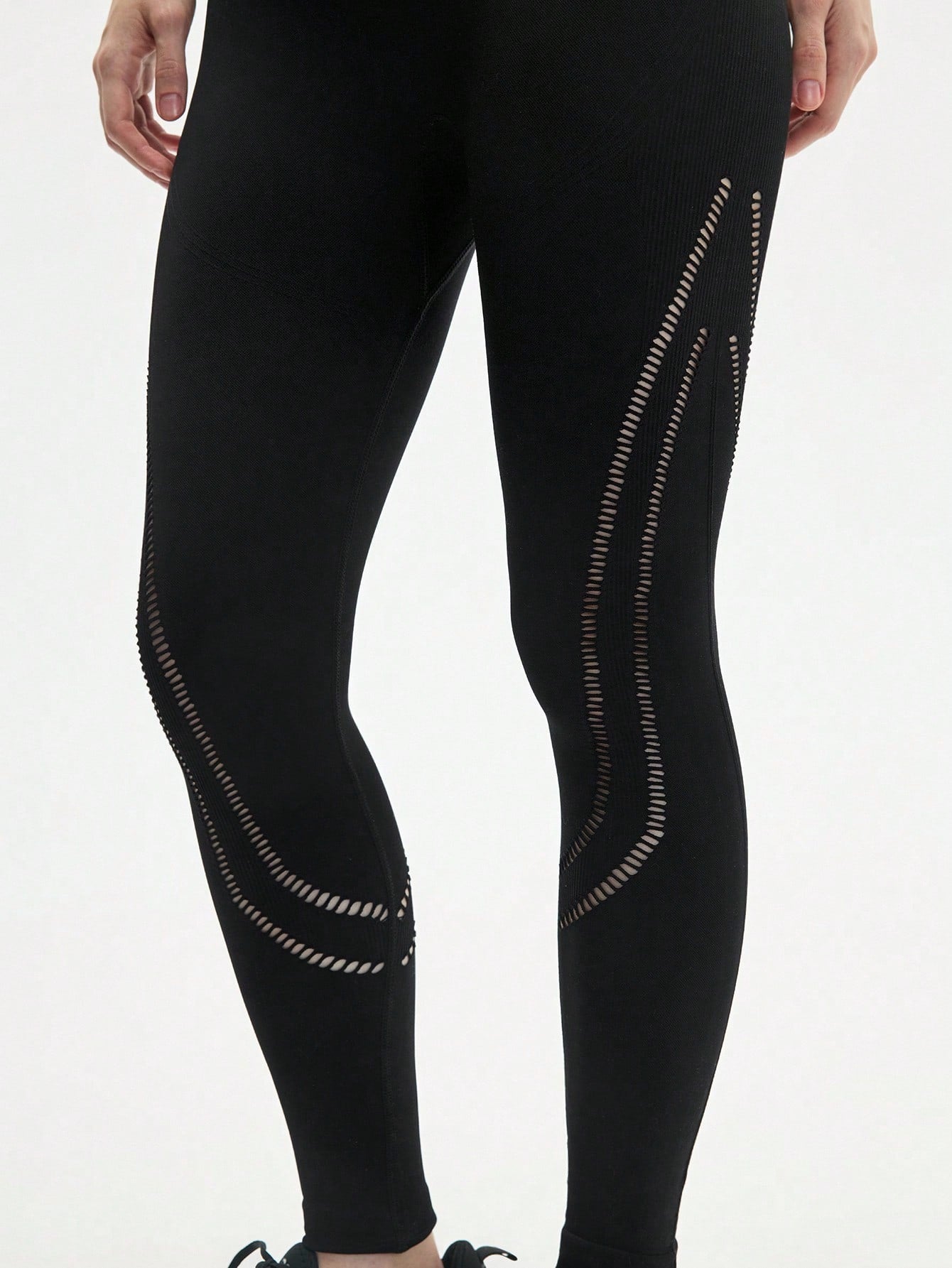 Calça Legging Feminina Sem Costura Recorte Vazado Estilizado