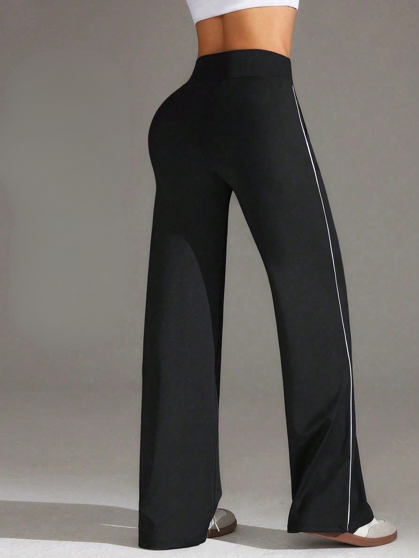 Calça Legging Fitness Reta com Bolsos Laterais e Cós Alto