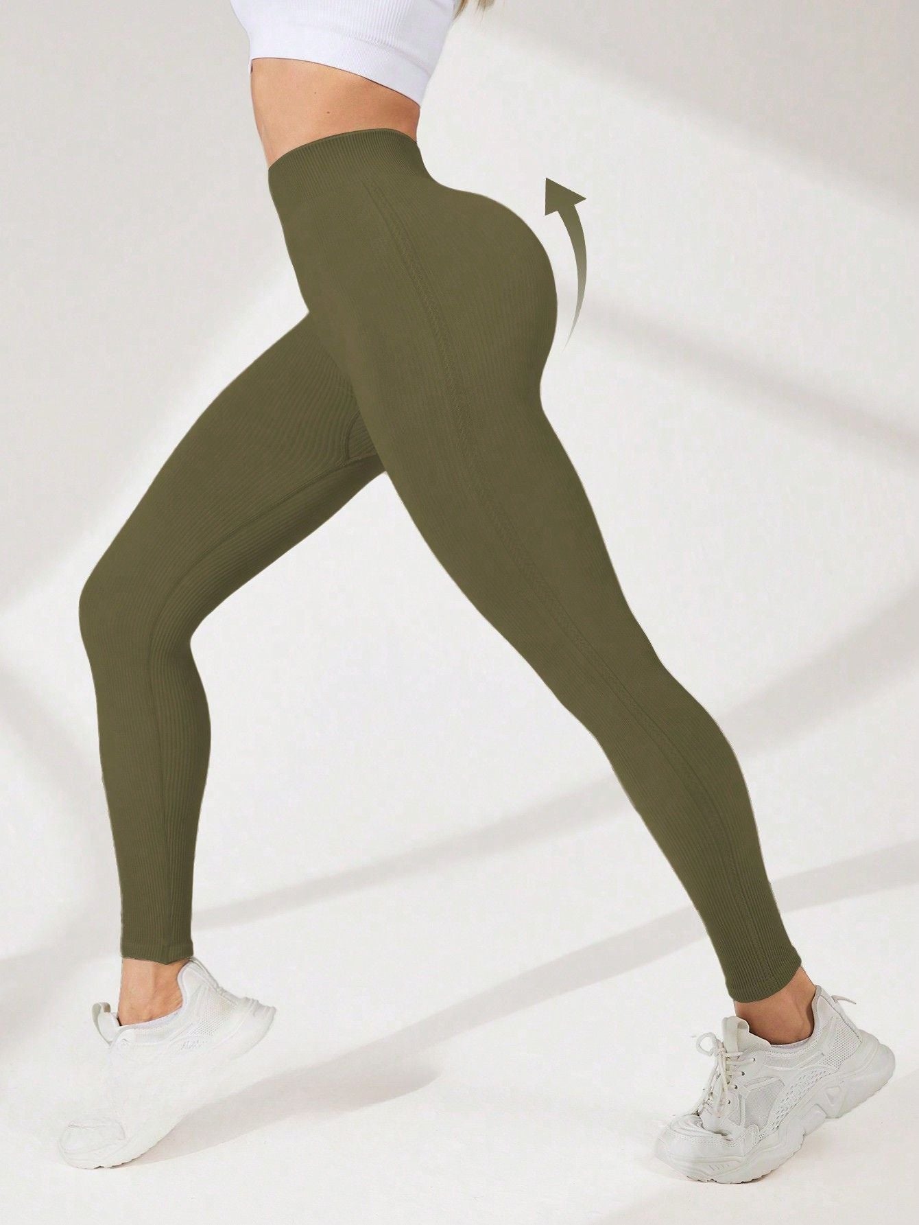 Calça Legging Básica Canelada Com Cintura Alta