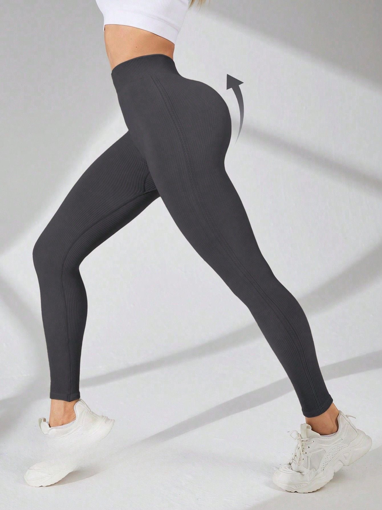 Calça Legging Básica Canelada Com Cintura Alta
