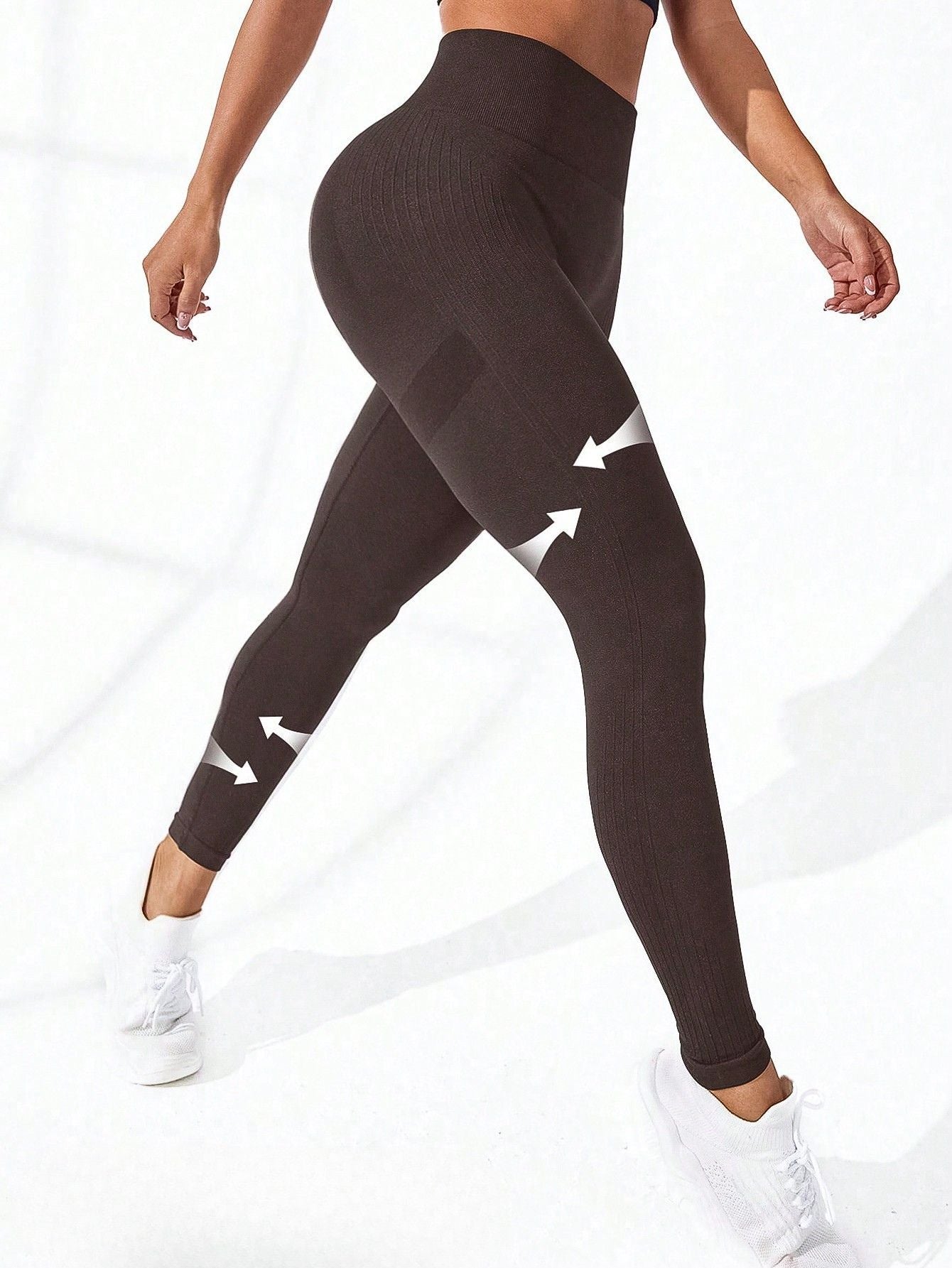 Calça Legging Sem Costura Canelada Com Compressão