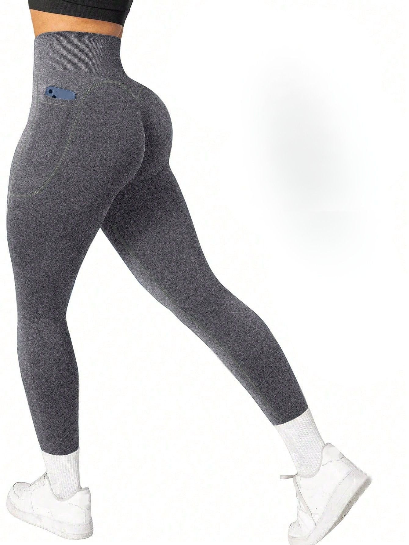 Calça Legging Seamless Cintura Alta Com Bolsos