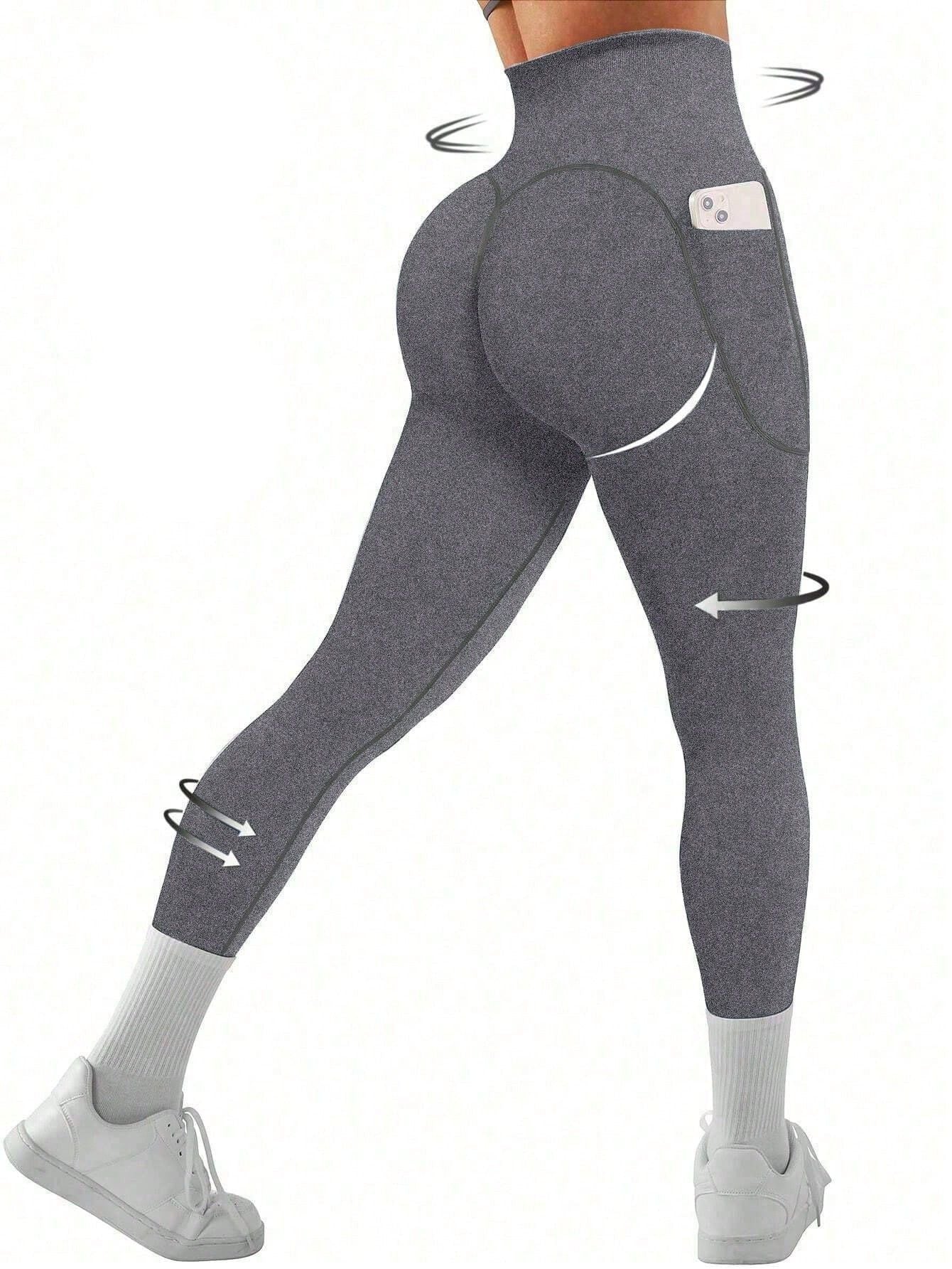 Calça Legging Seamless Cintura Alta Com Bolsos