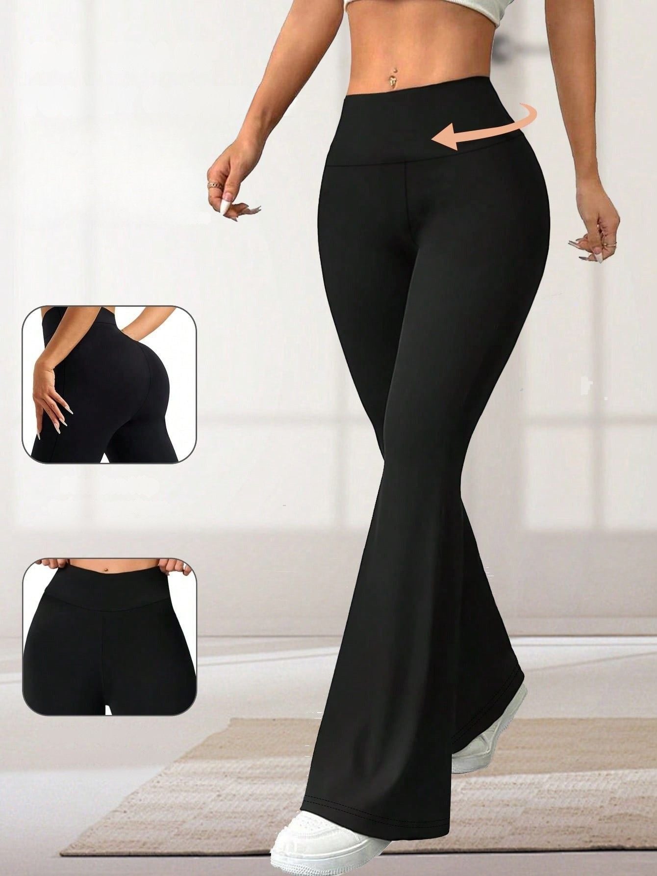 Calça Legging Flare Fitness Feminina Cintura Alta Modeladora
