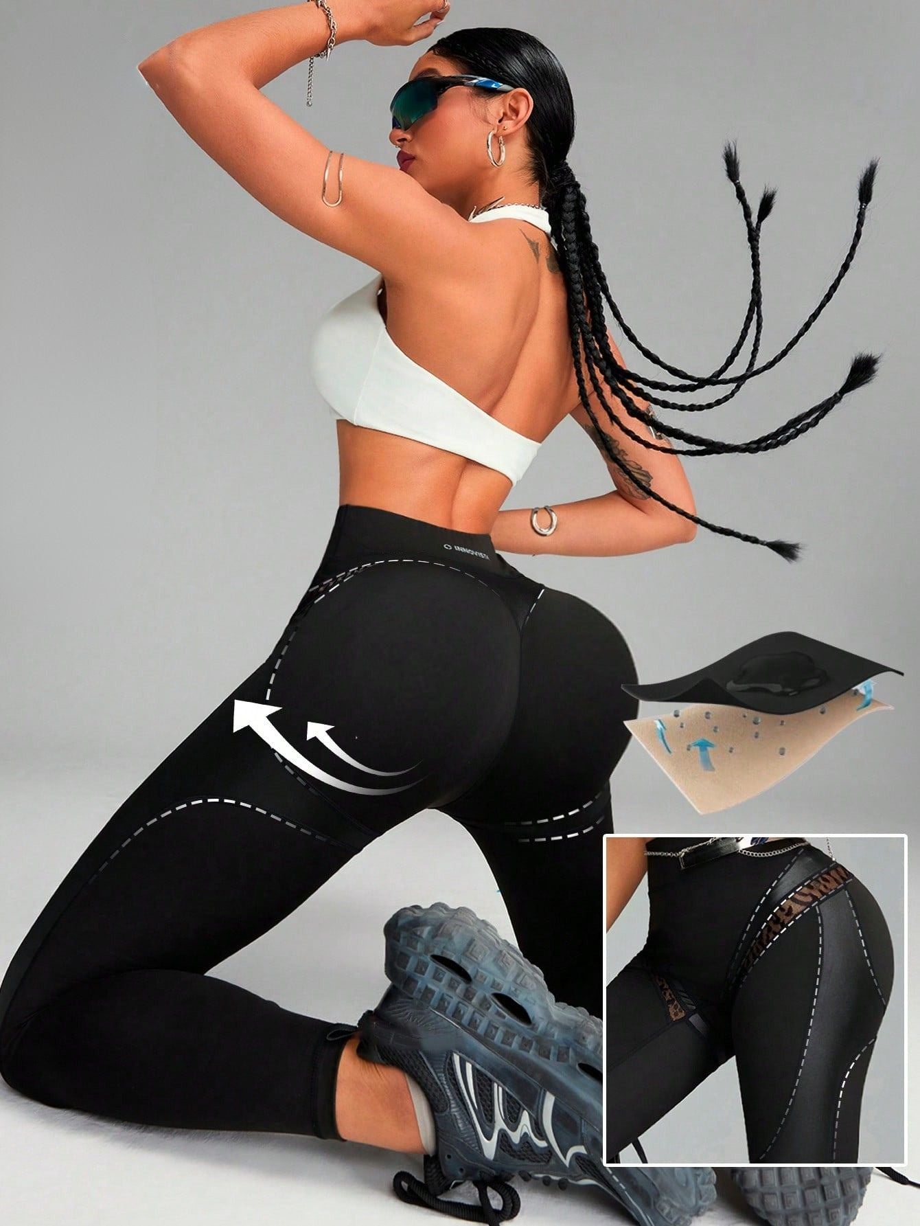 Calça Legging Empina Bumbum Com Recortes E Secagem Rápida