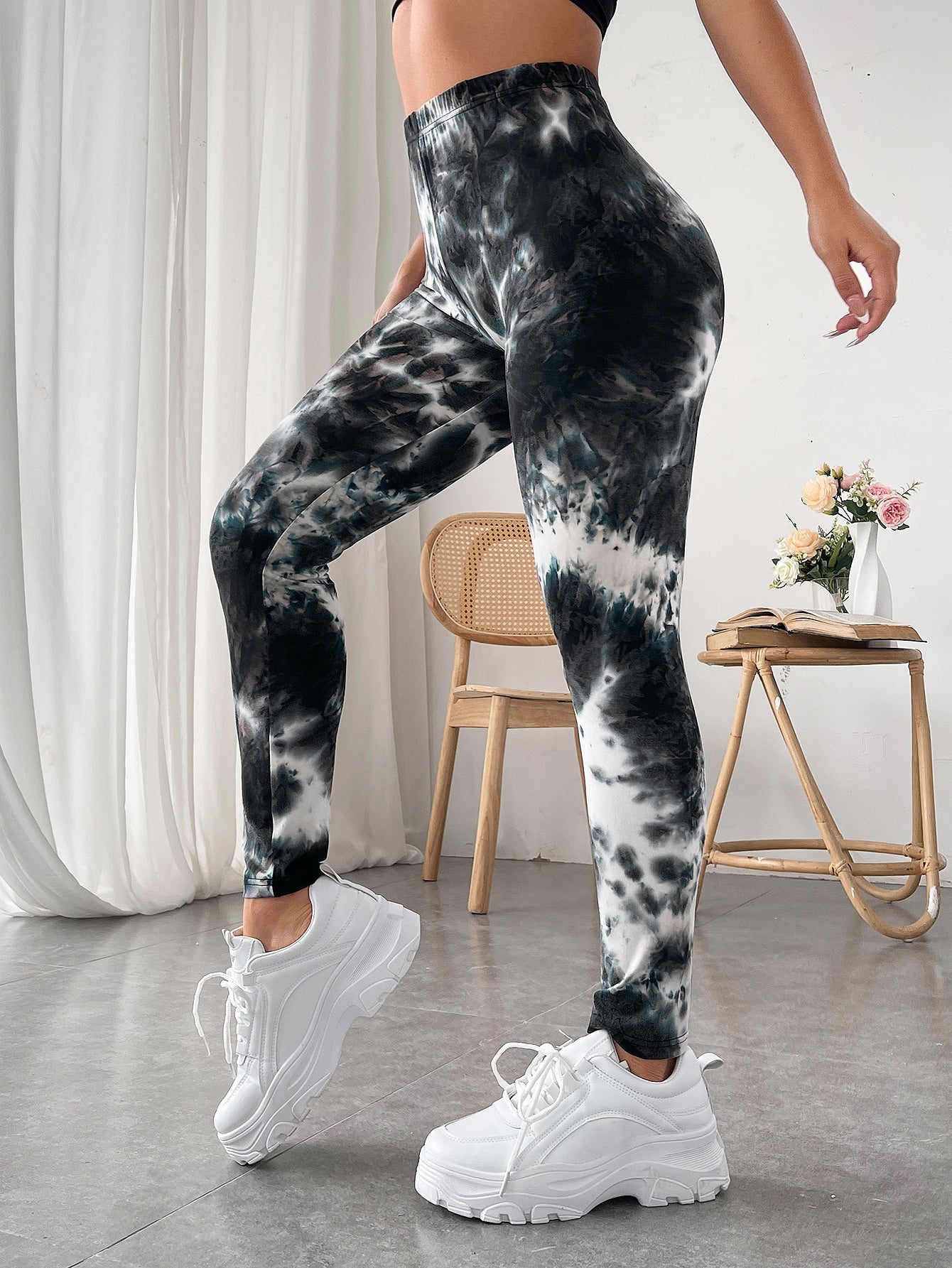 Calça Legging Estampada Tie Dye Cintura Alta