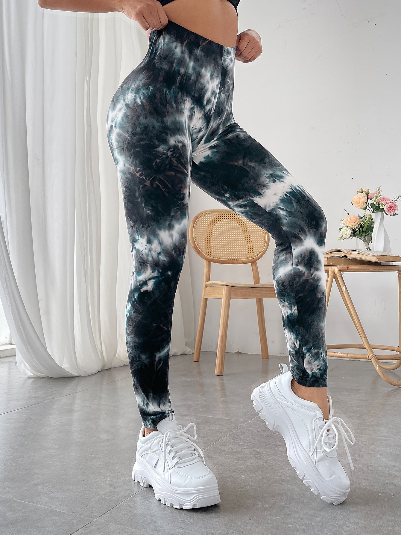 Calça Legging Estampada Tie Dye Cintura Alta