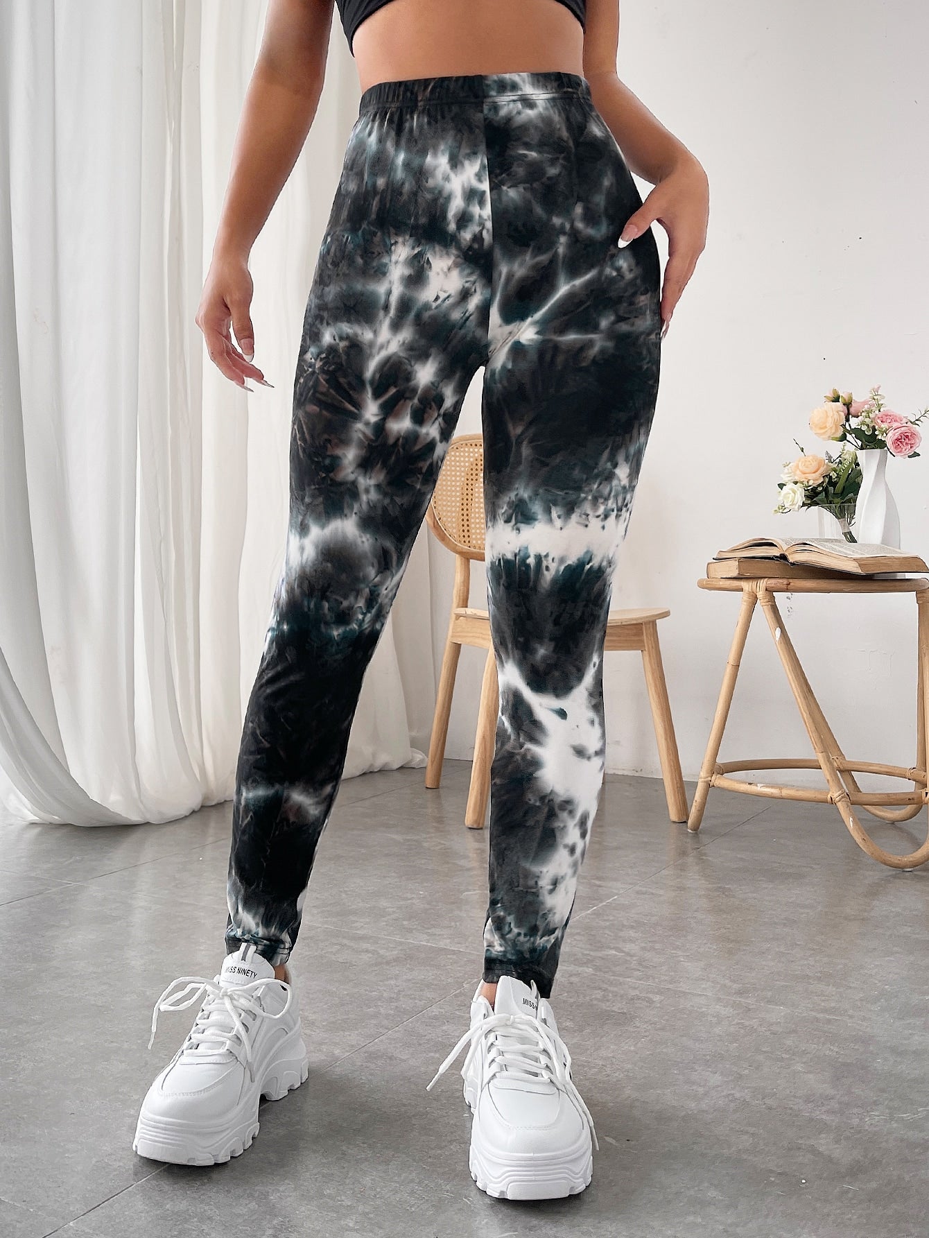 Calça Legging Estampada Tie Dye Cintura Alta