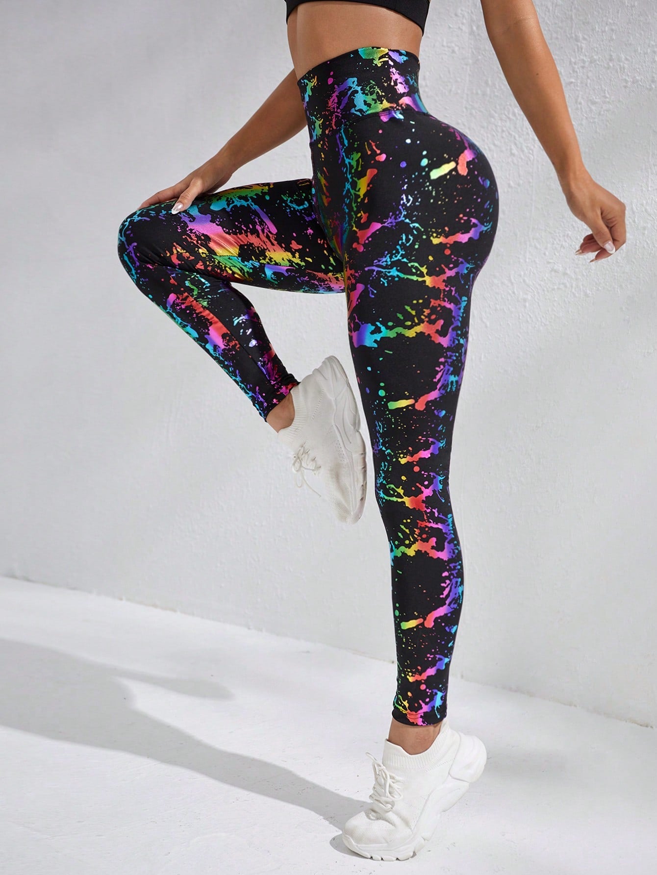 Calça Legging Estampada Splash Cintura Alta Fashion