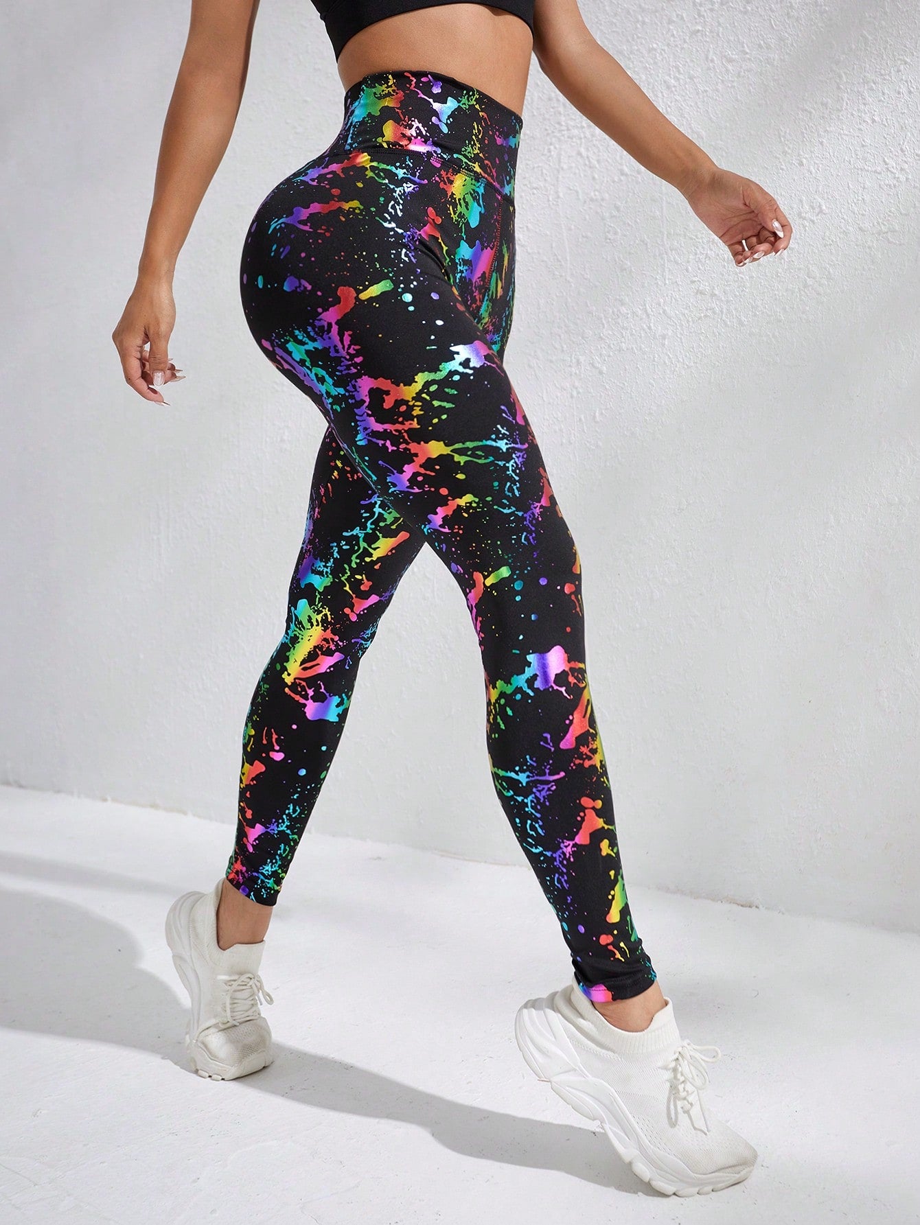 Calça Legging Estampada Splash Cintura Alta Fashion
