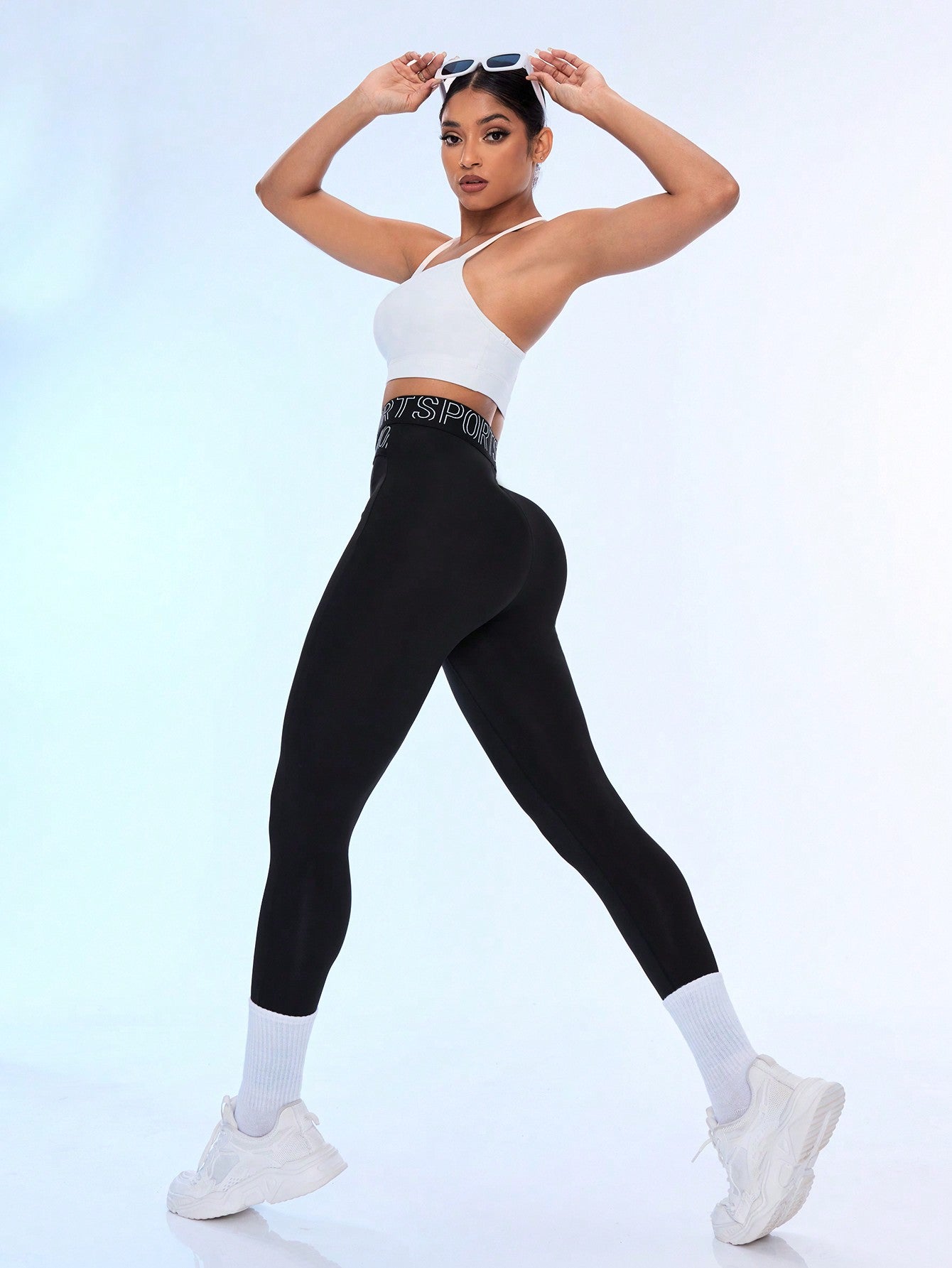 Calça Legging Básica Cintura Alta Com Cós Estampado