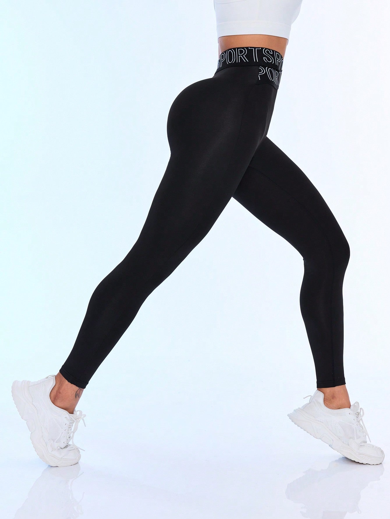 Calça Legging Básica Cintura Alta Com Cós Estampado