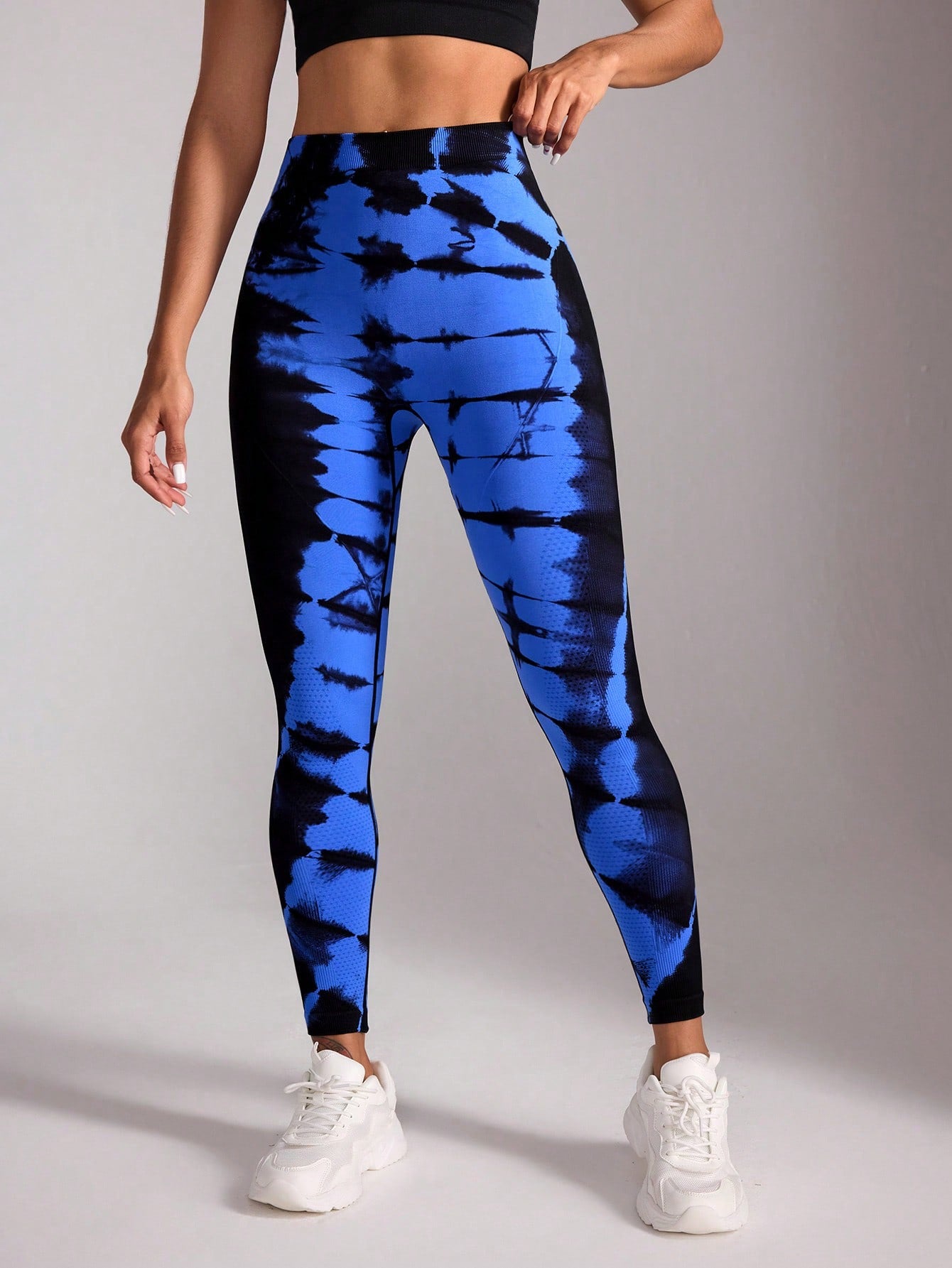 Calça Legging Fitness Tie Dye Cintura Alta Design V Costas