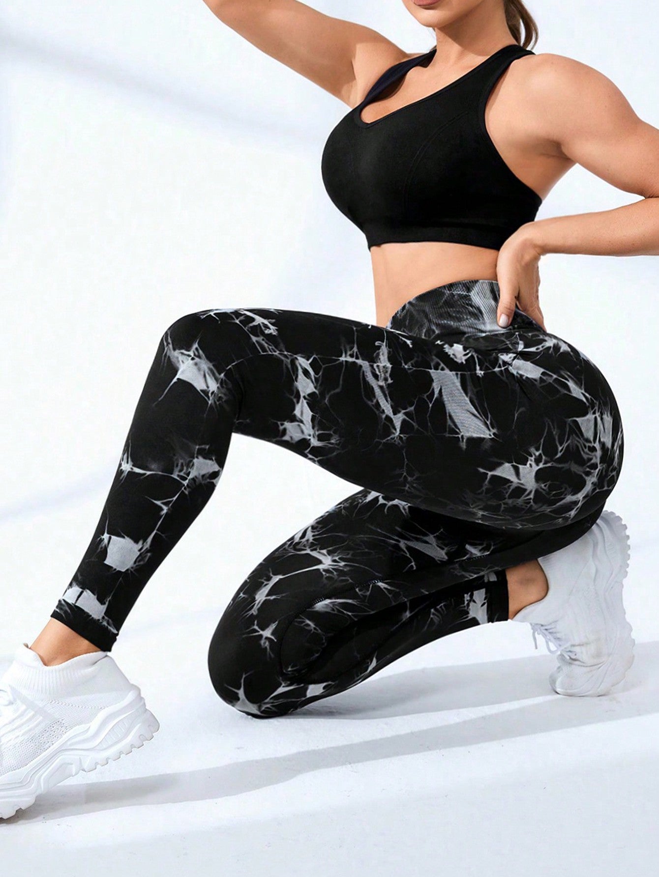 Calça Legging Seamless Tie Dye Empina Bumbum Com Compressão