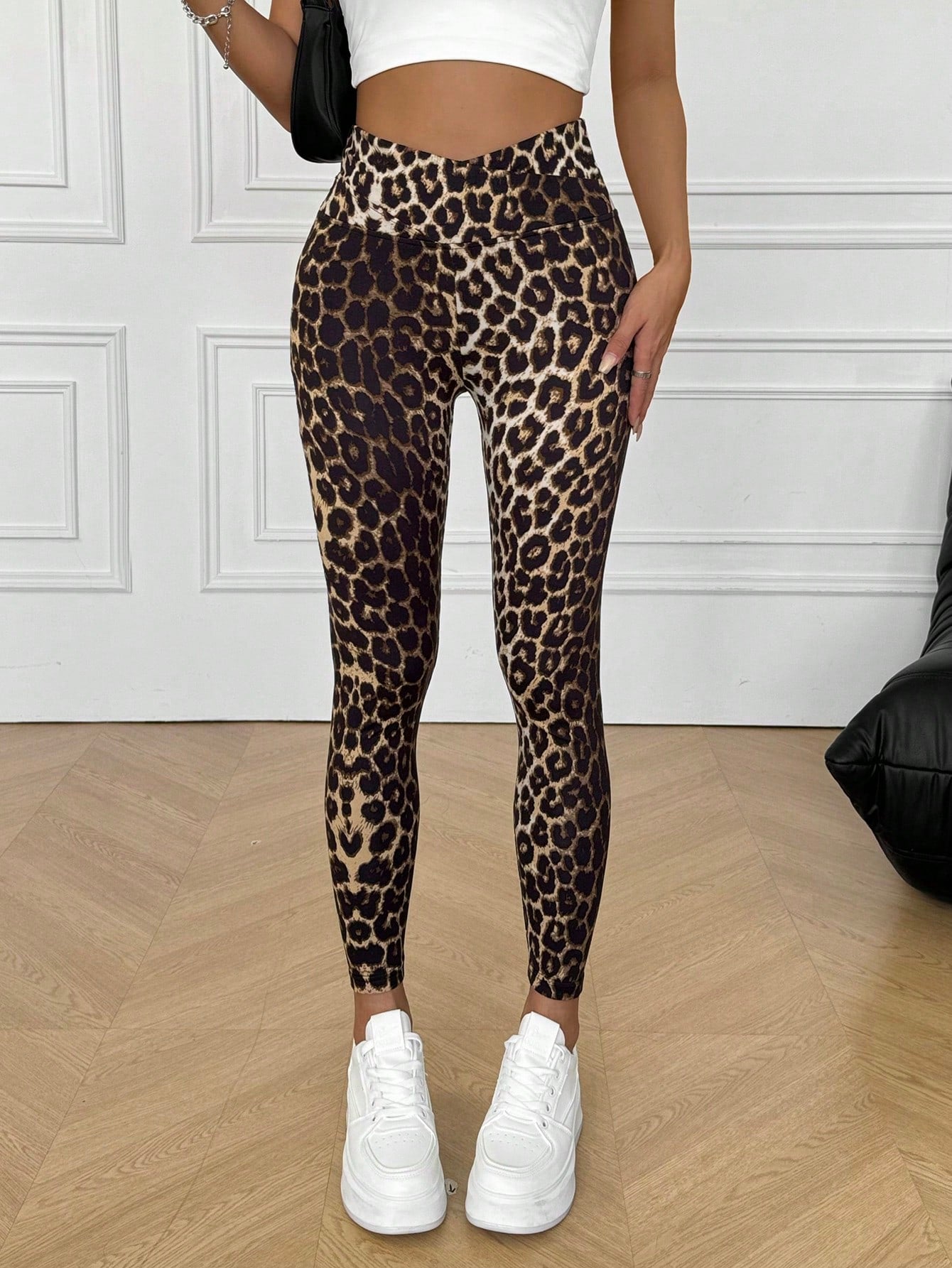 Calça Legging Estampada Animal Print Cintura Alta