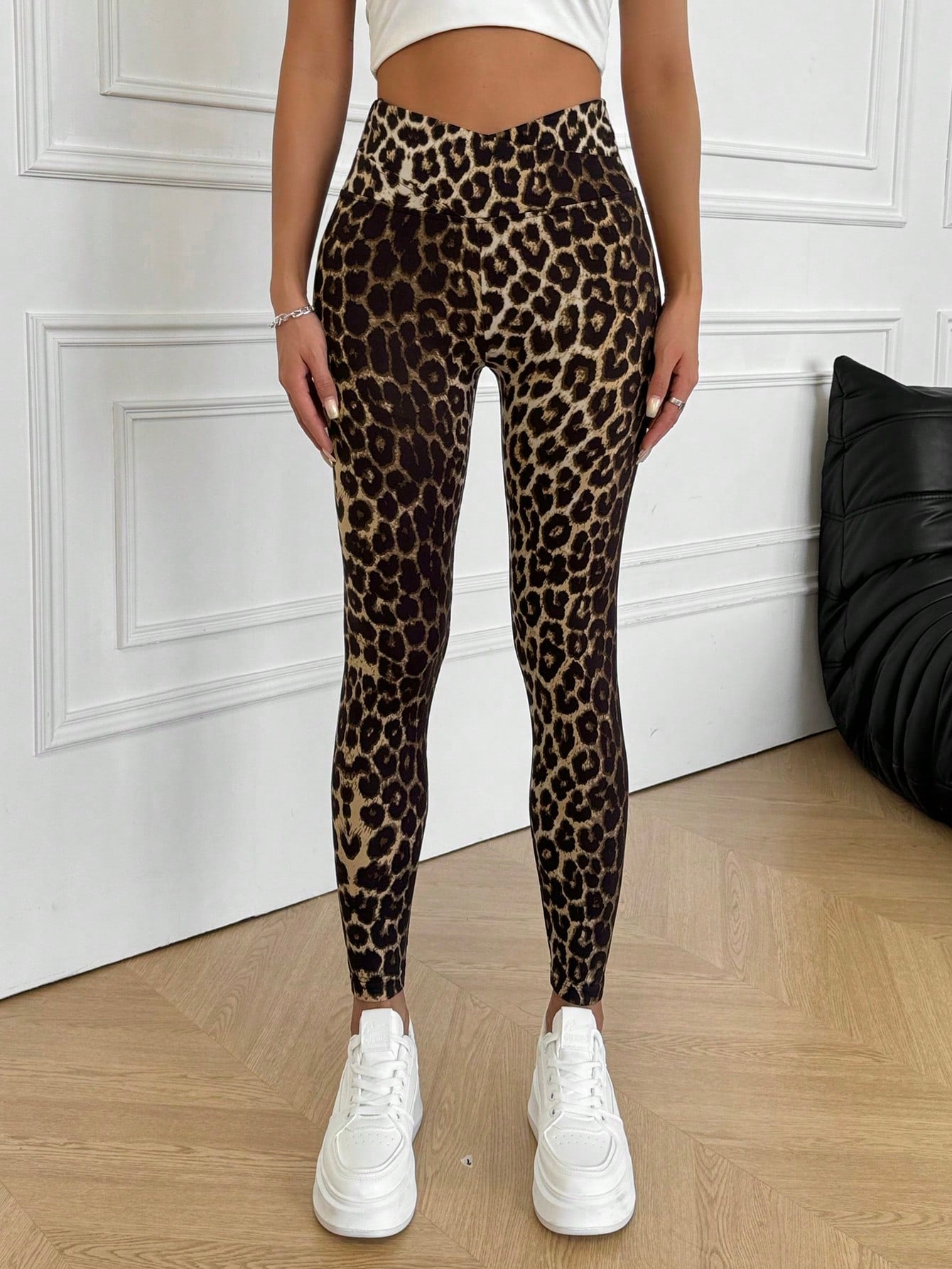 Calça Legging Estampada Animal Print Cintura Alta