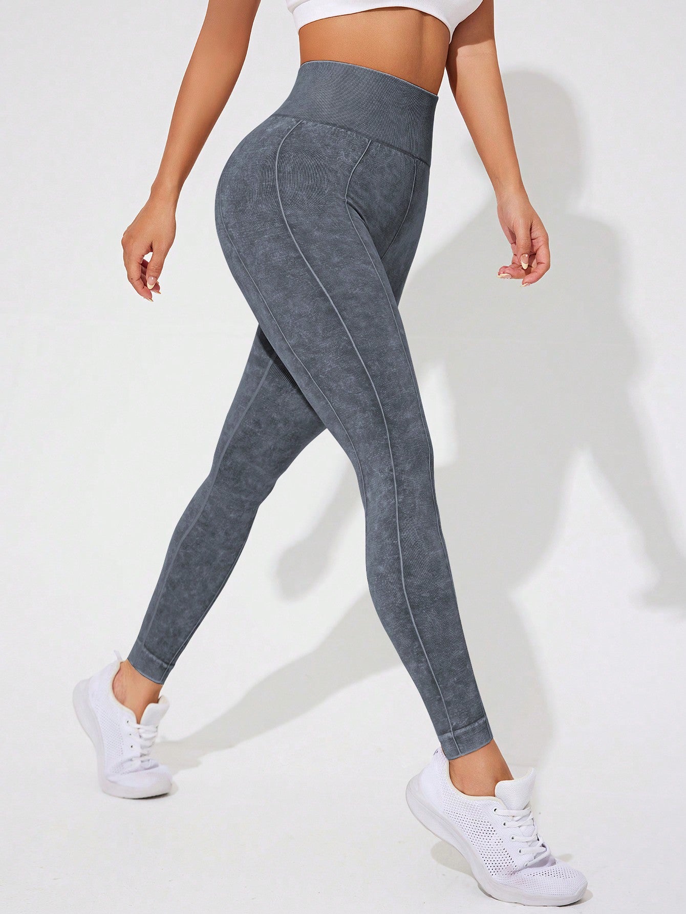 Calça Legging Sem Costura Estonada Cintura Alta