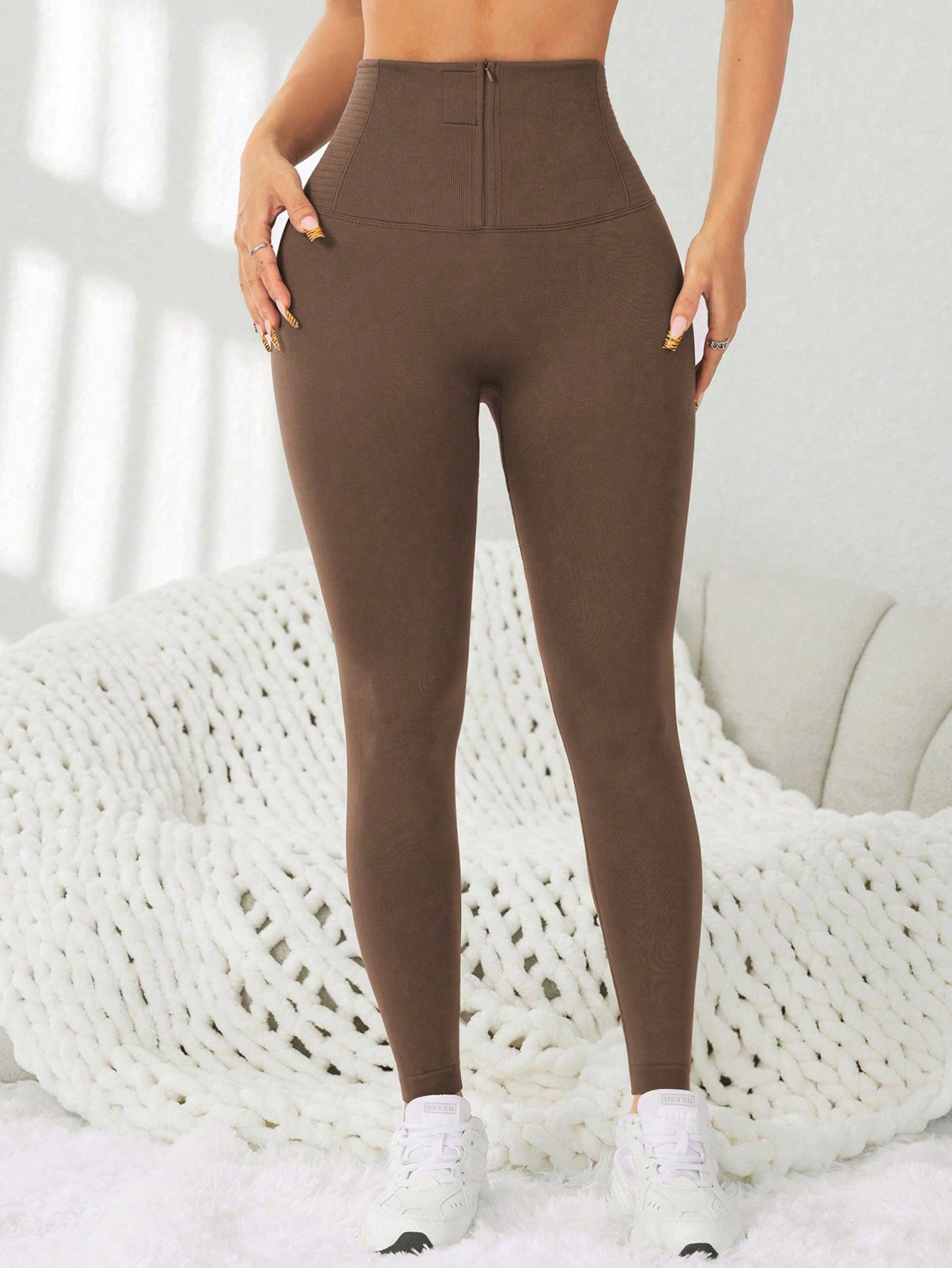 Calça Legging Fitness Cintura Alta Com Zíper