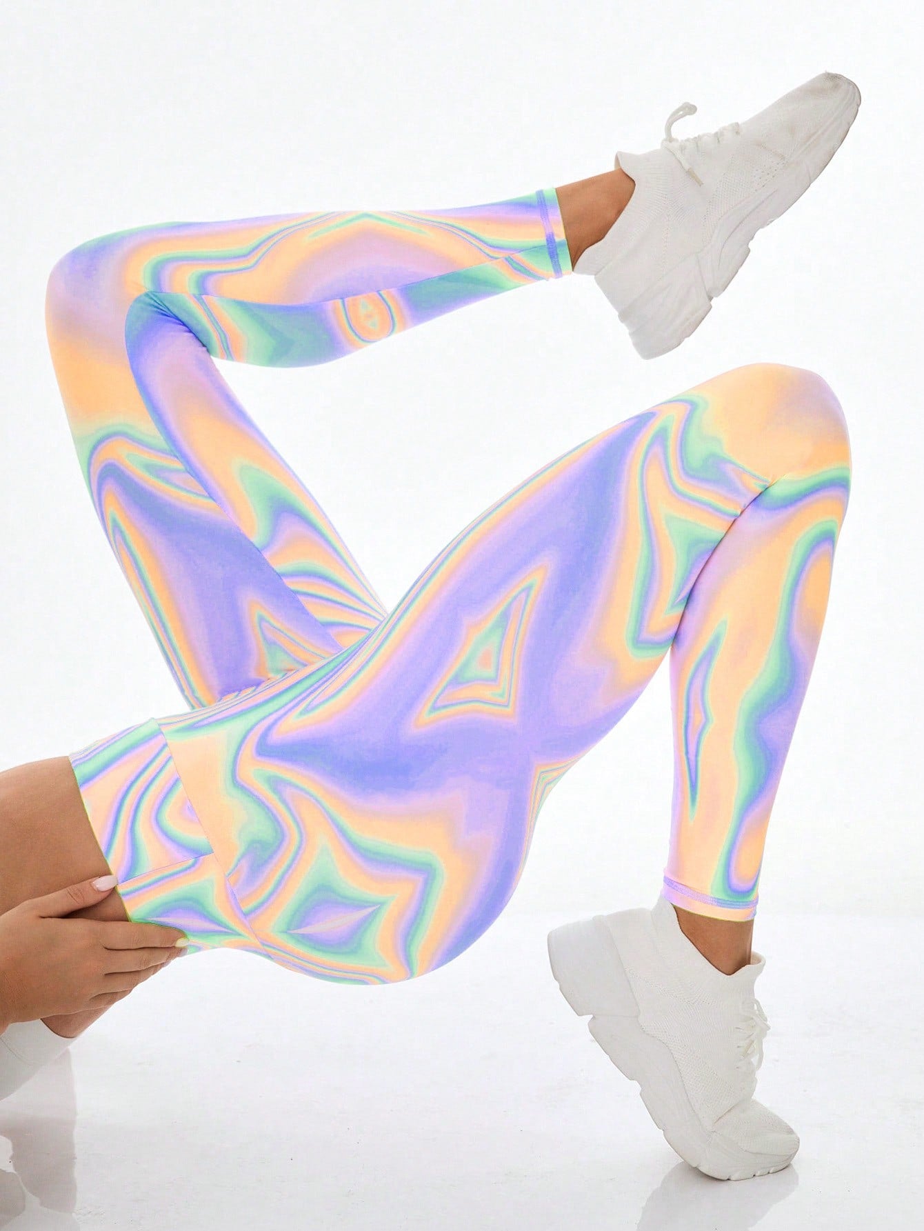 Calça Legging Estampada Psicodélica Cintura Alta