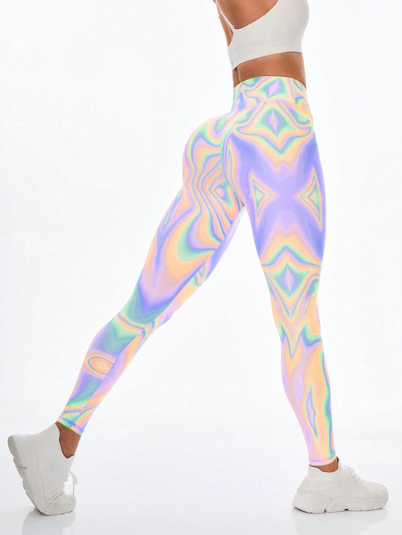 Calça Legging Estampada Psicodélica Cintura Alta