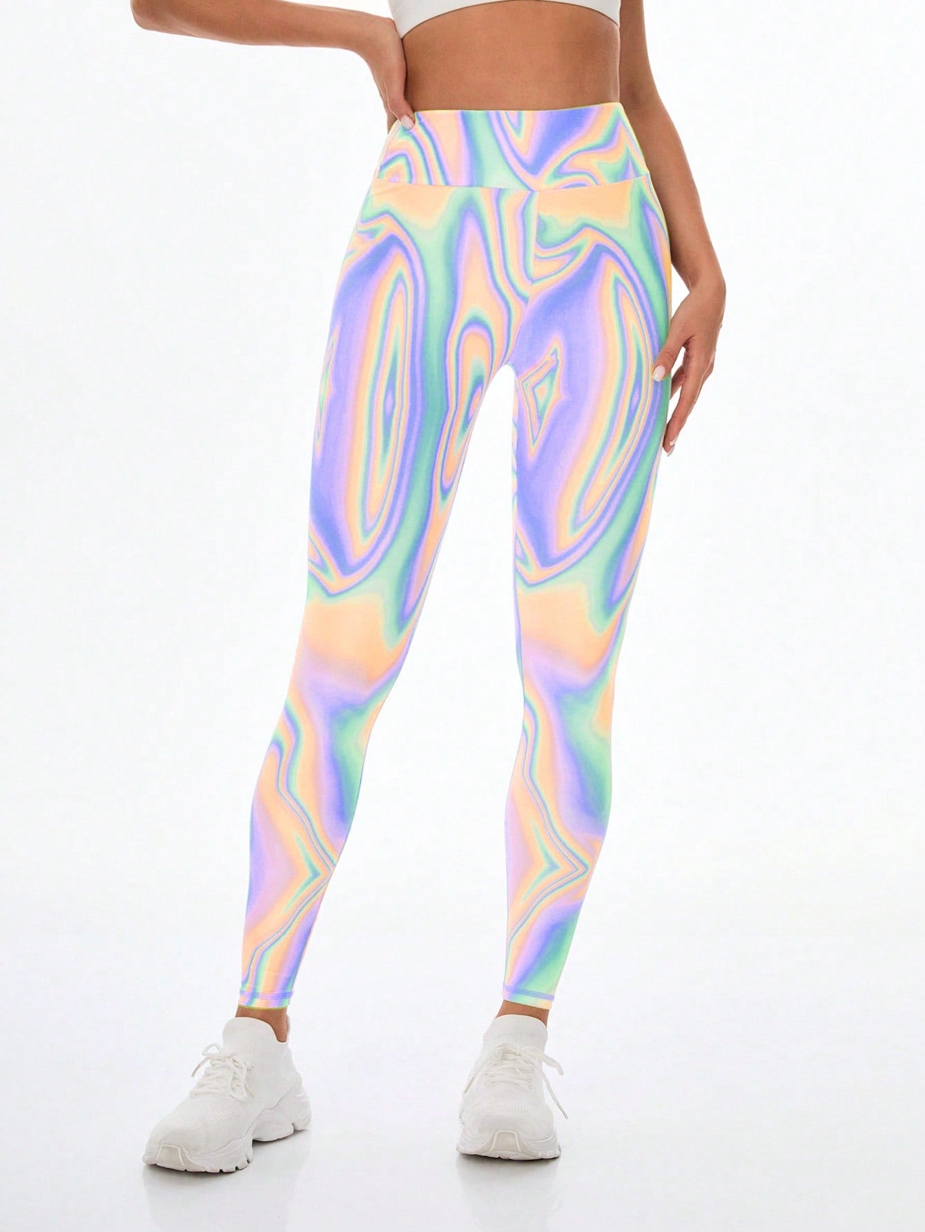 Calça Legging Estampada Psicodélica Cintura Alta