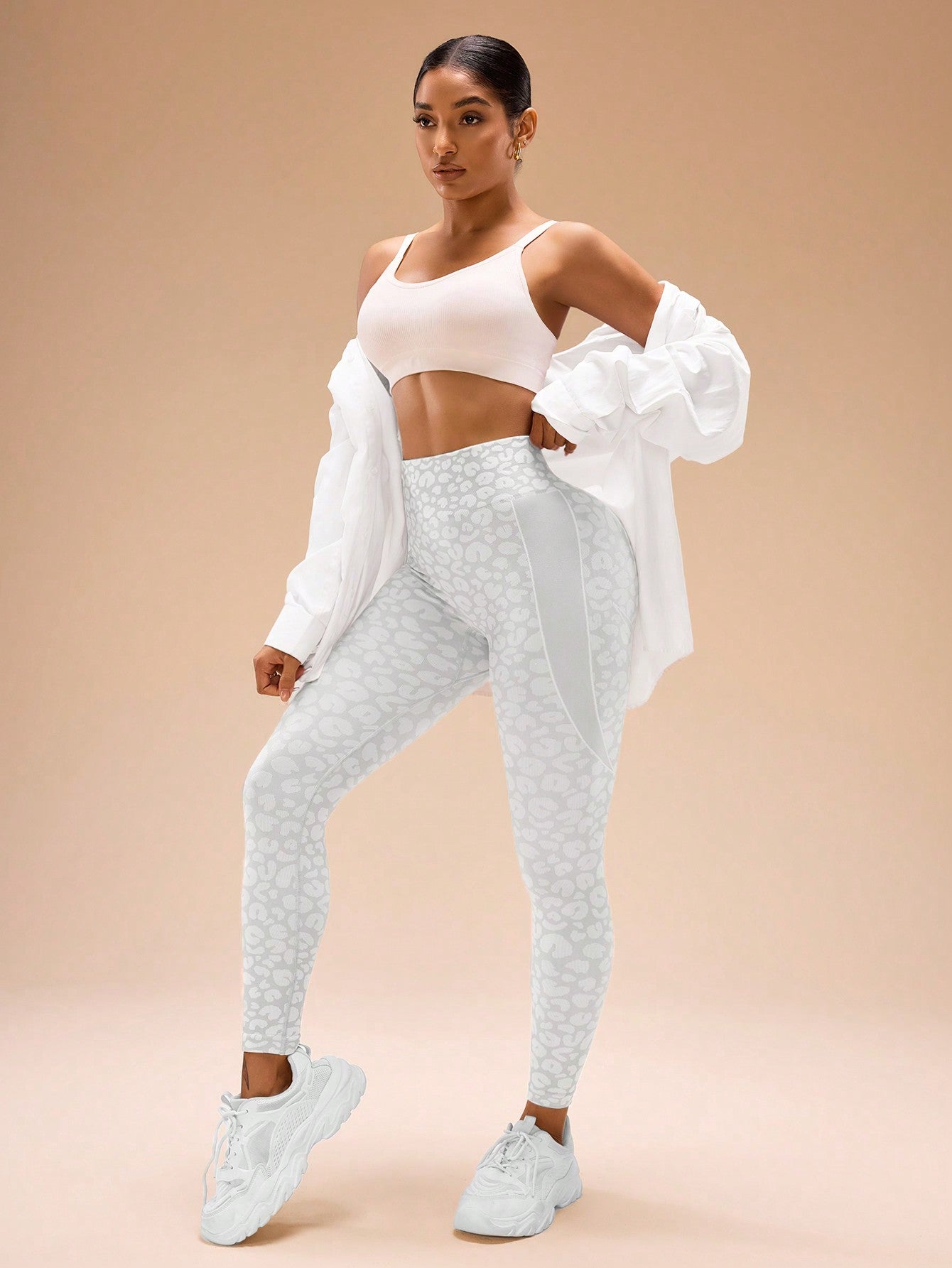 Calça Legging Animal Print Sem Costura Cintura Alta