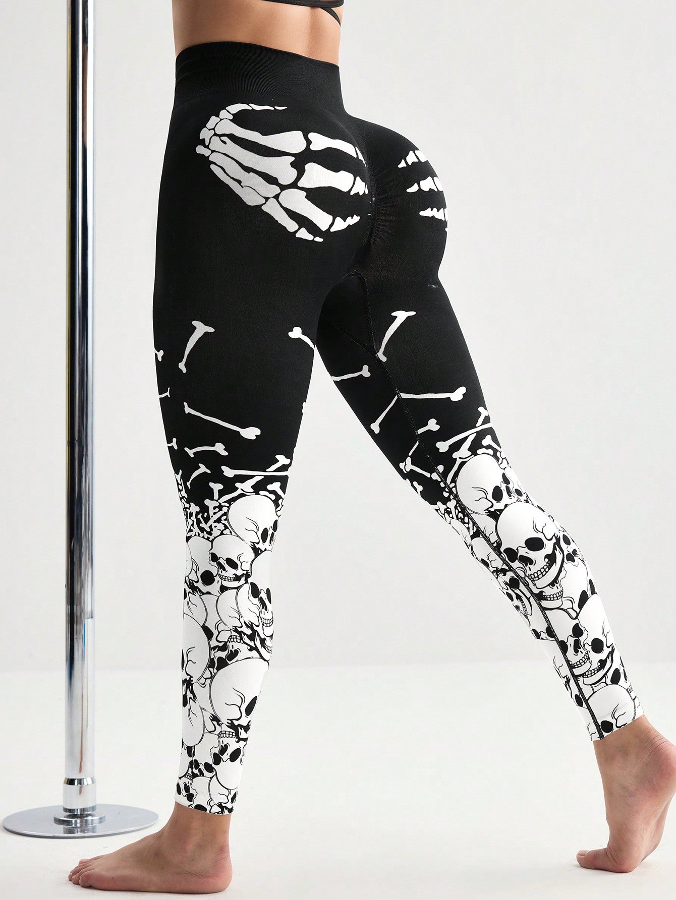 Calça Legging Fashion Estampada Caveira Estilo Halloween