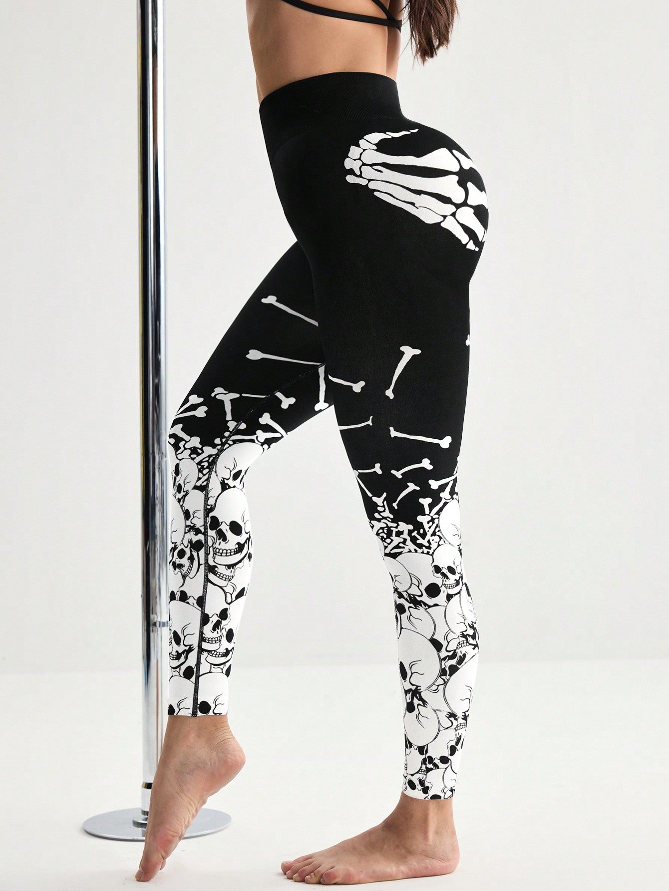 Calça Legging Fashion Estampada Caveira Estilo Halloween