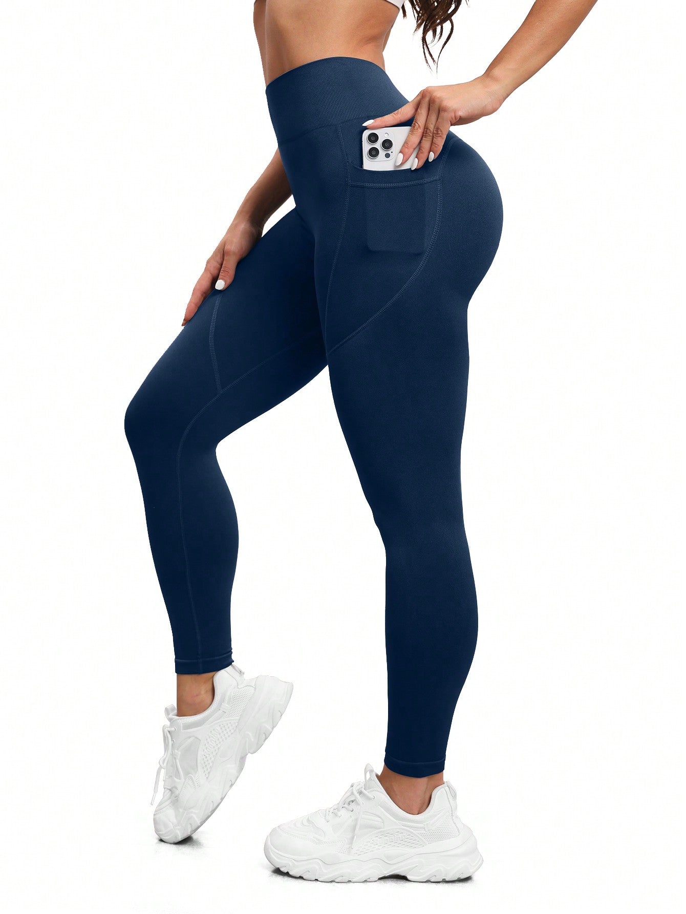 Calça Legging Sem Costura Com Bolsos Modeladora