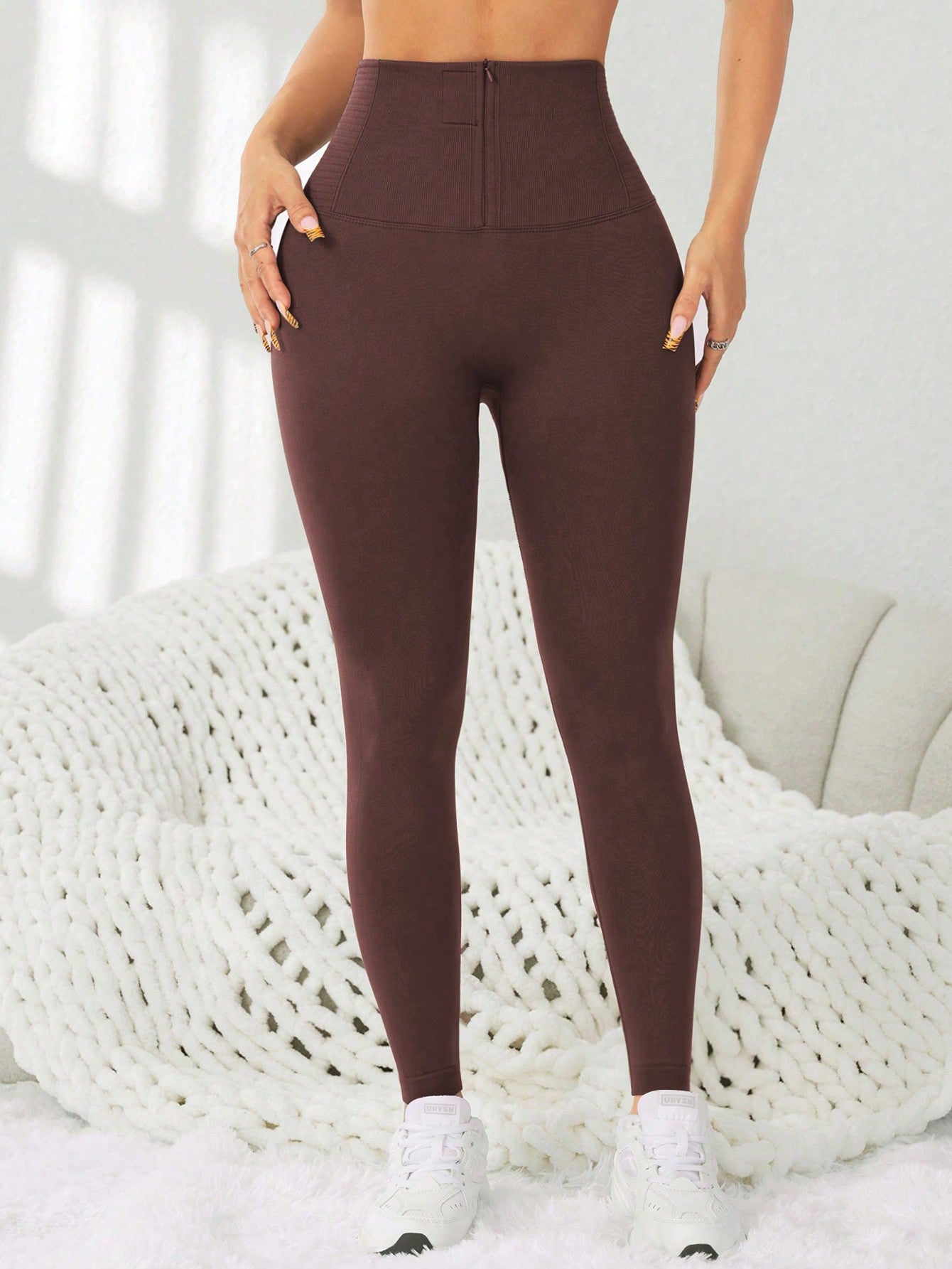 Calça Legging Fitness Cintura Alta Com Zíper