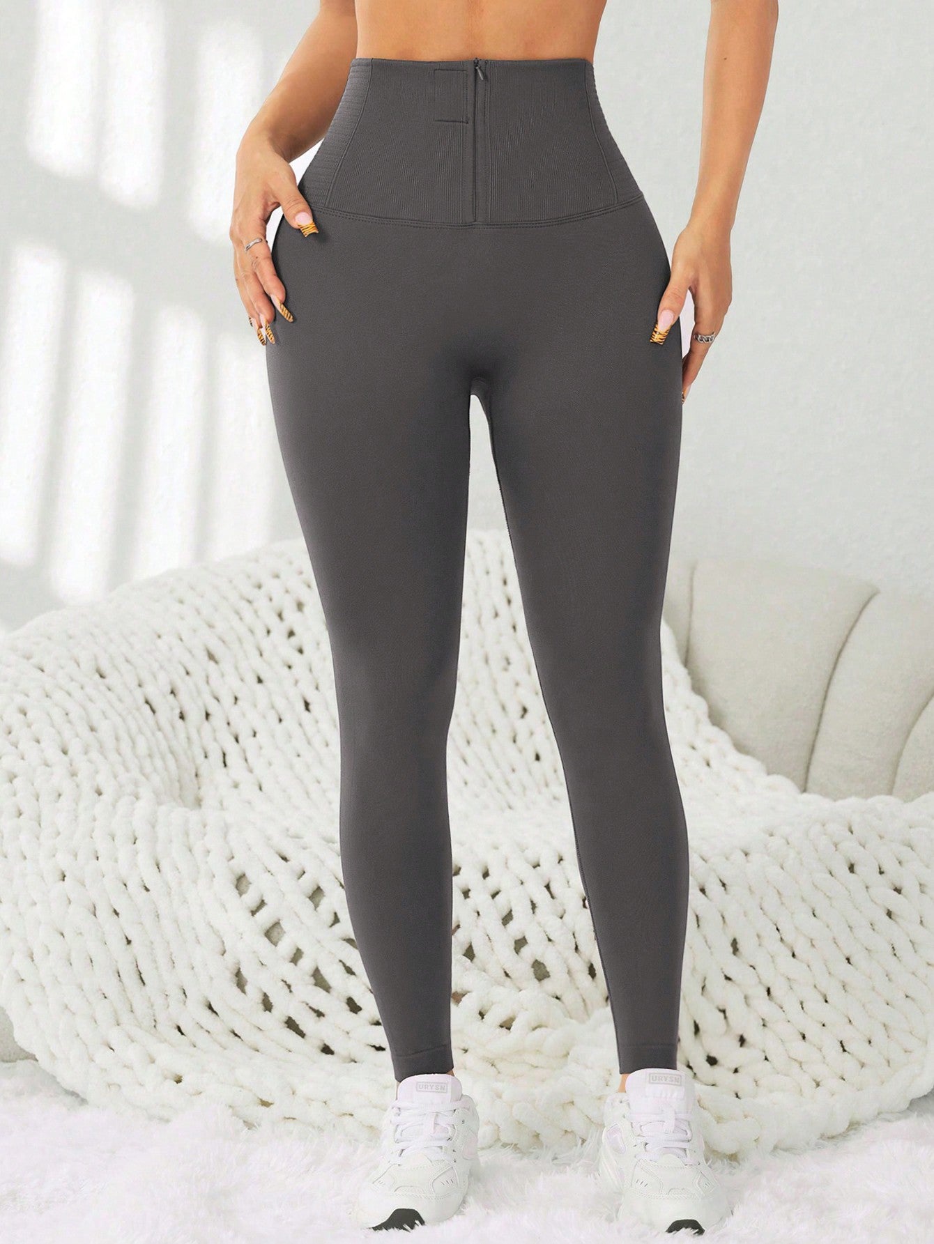 Calça Legging Fitness Cintura Alta Com Zíper
